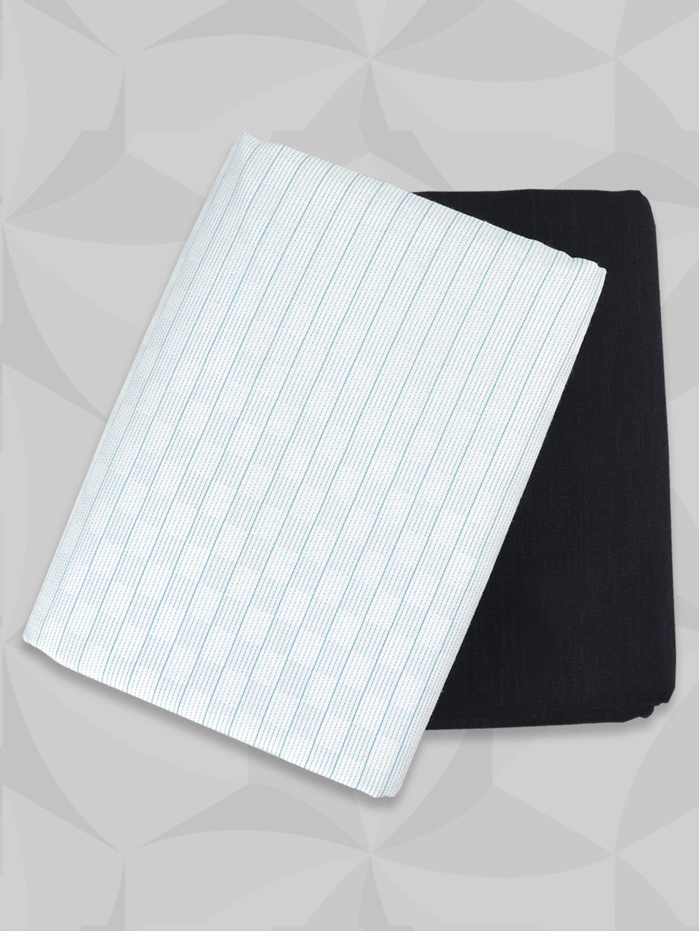 Cotton White Shirting & Blue Suiting Fabric Gift Box KK146