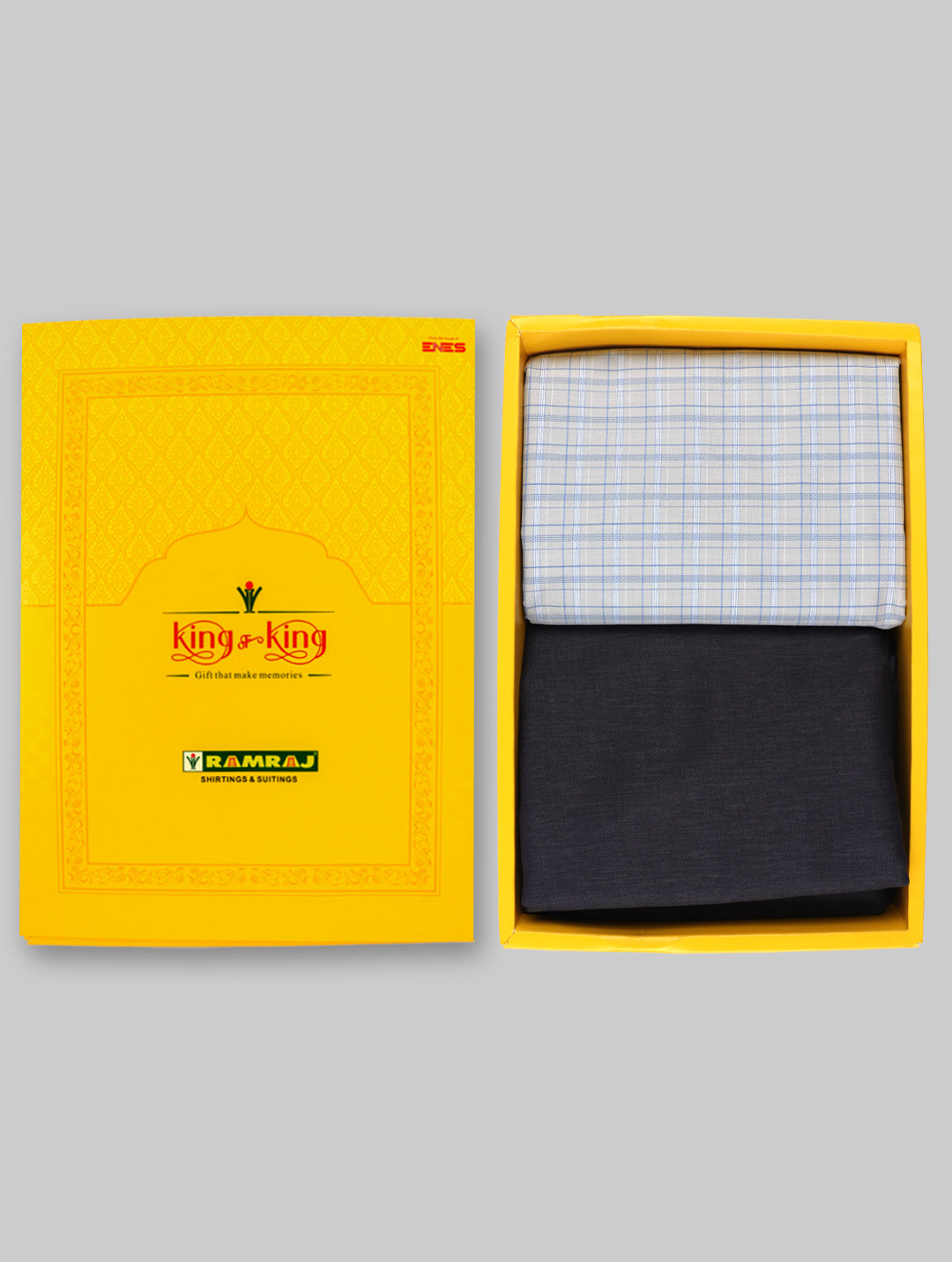 Men Cotton Checked Shirting & Suiting Gift Box KK134
