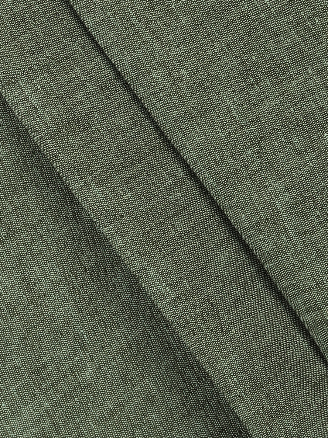 Men 100% Pure Linen Dark Green Plain Shirt Fabric