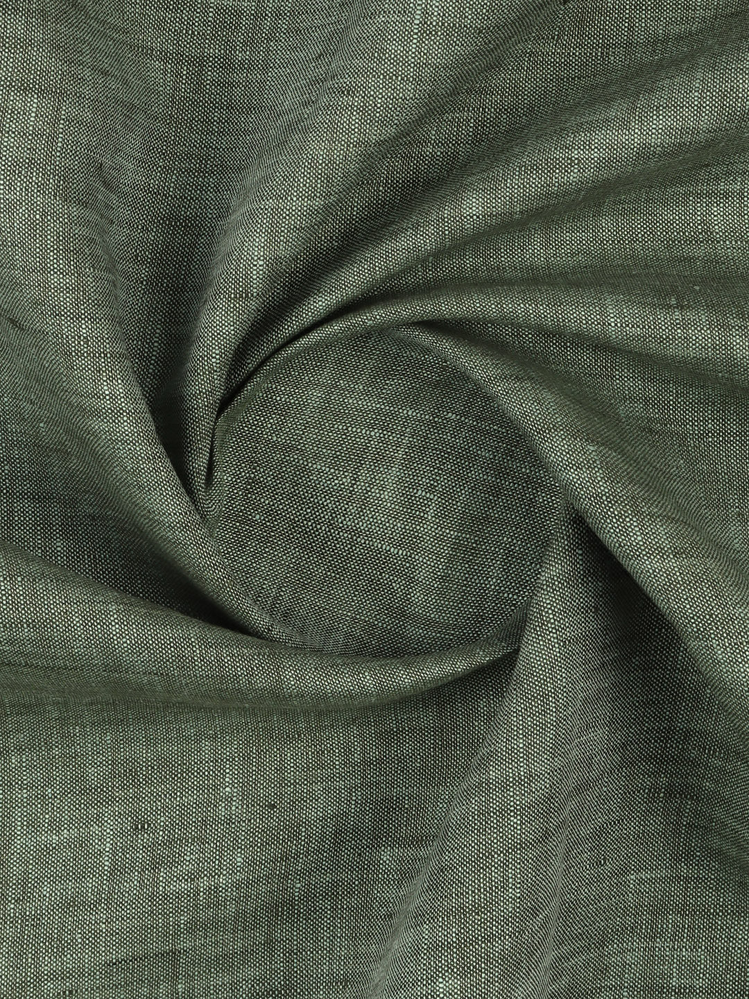 Men 100% Pure Linen Dark Green Plain Shirt Fabric