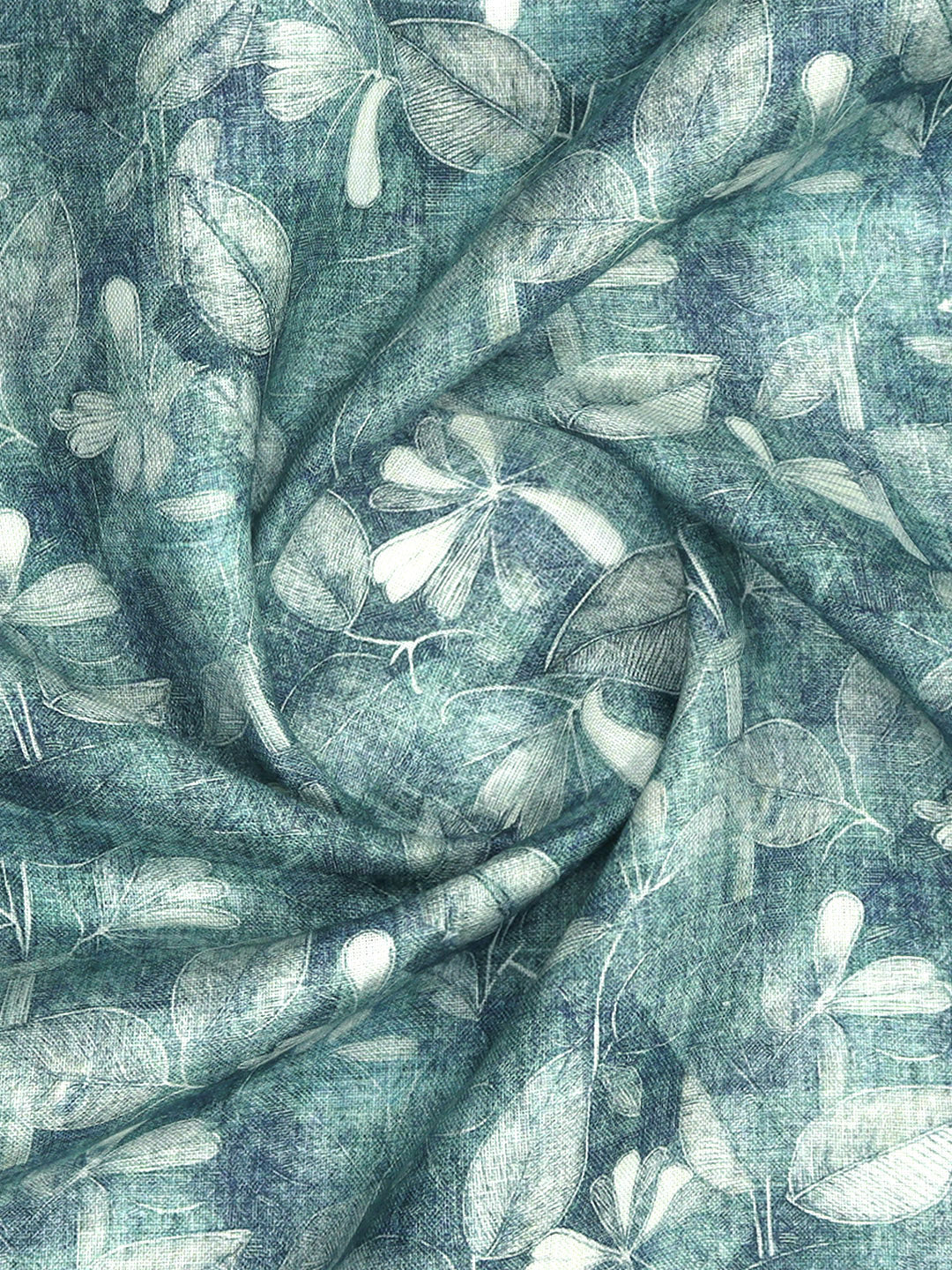 Men Pure Linen Teal Green Printed Shirt Fabric Luxurious