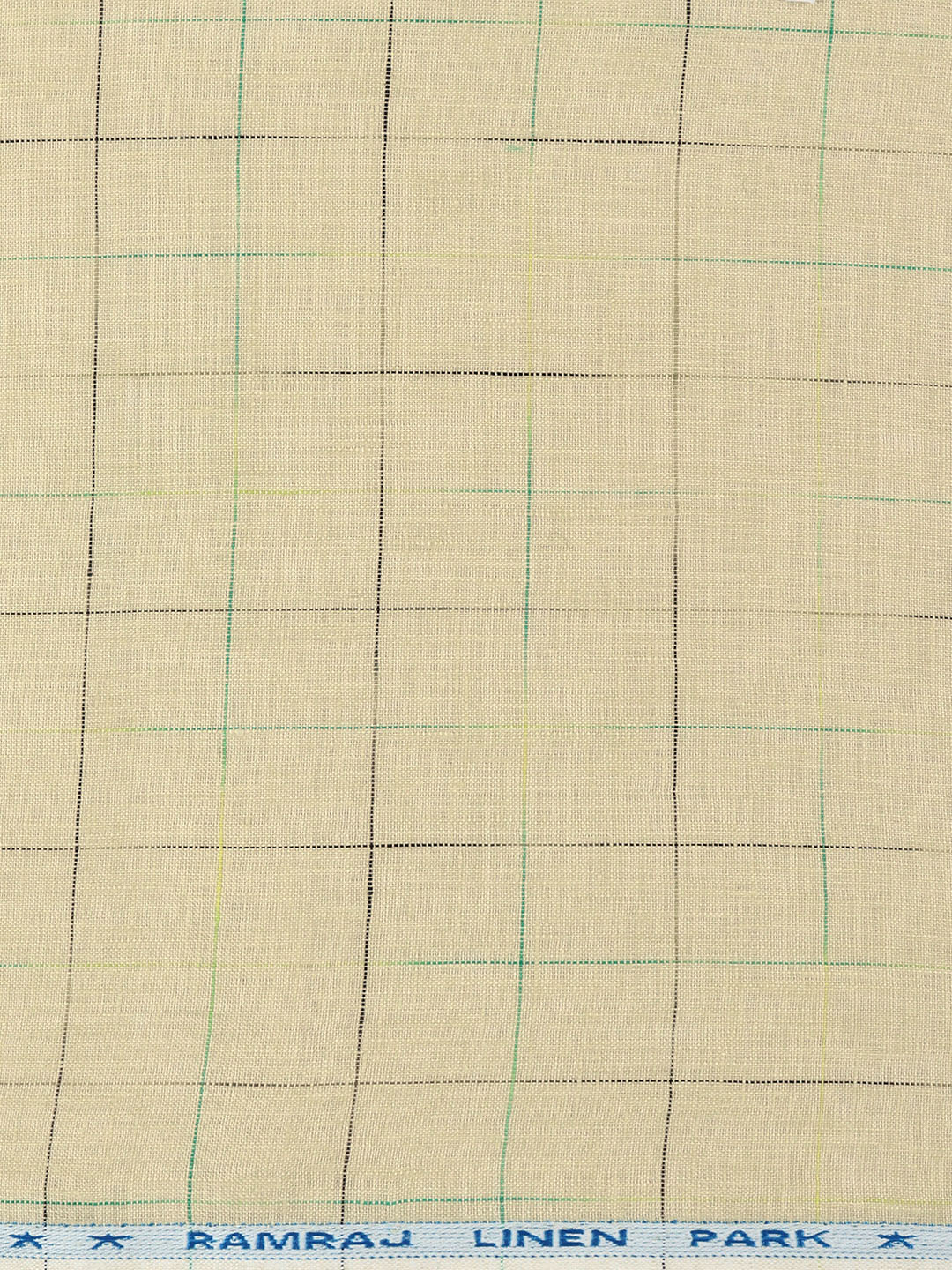 Men 100% Premium Linen Checked Yellow Shirt Fabric Texena