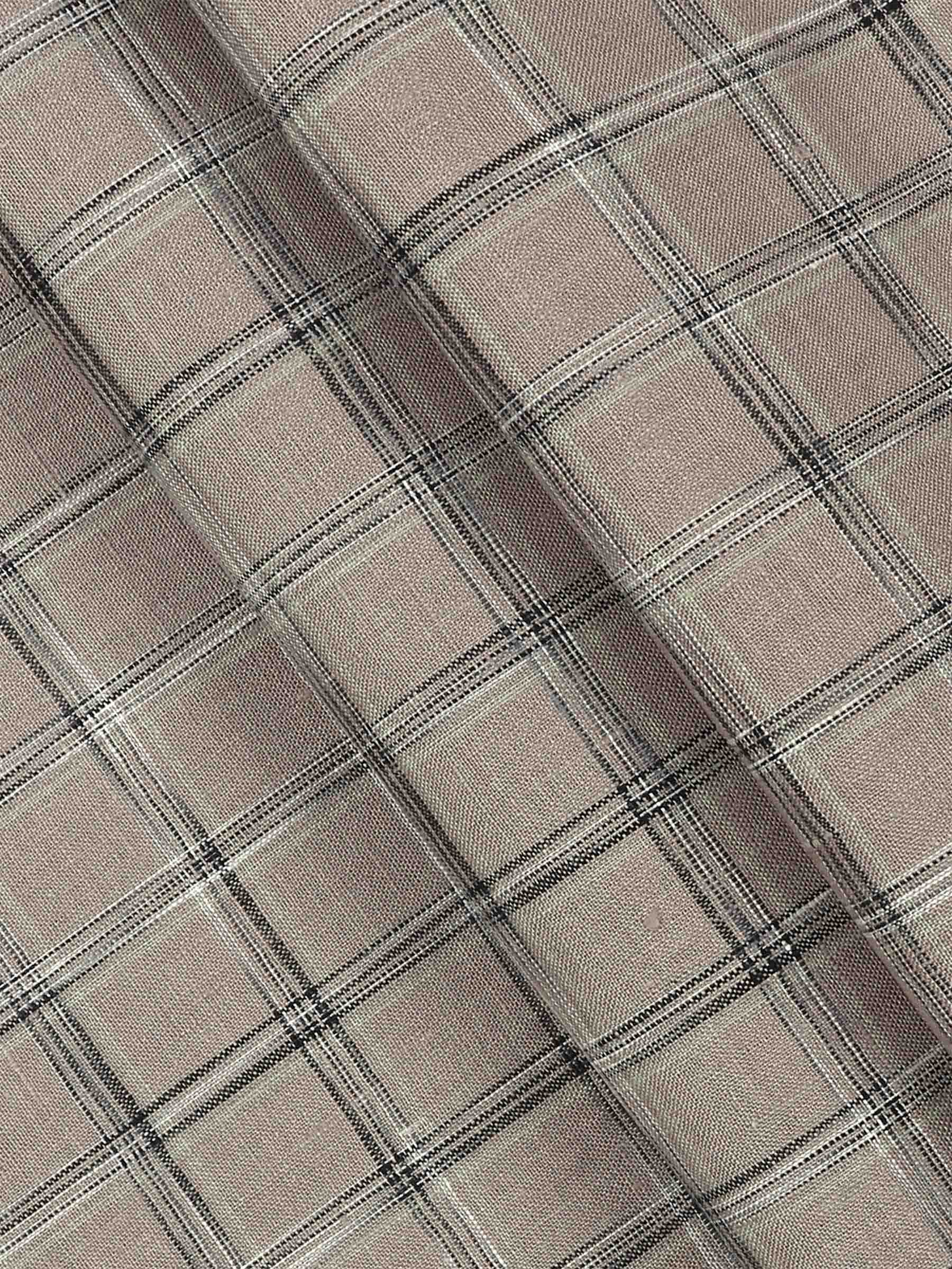 Pure Linen Grey & Black Colour Checked Shirt Fabric Linen Park Texena-PAttern view
