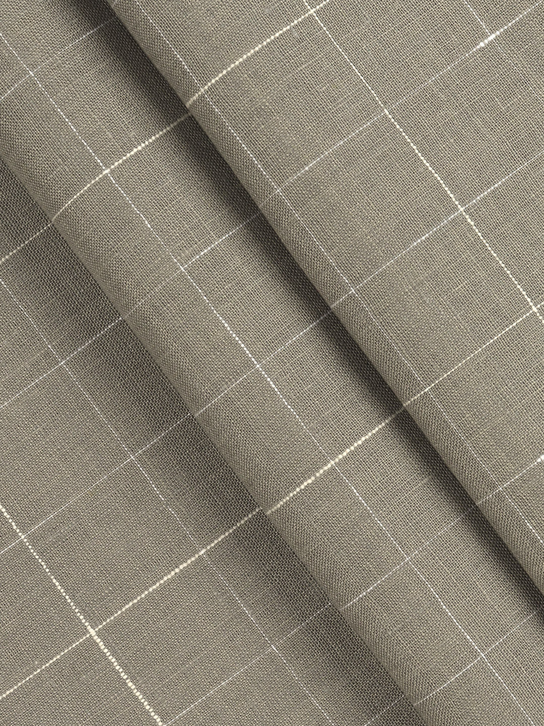 Men 100% Premium Linen Checked Grey Shirt Fabric Texena