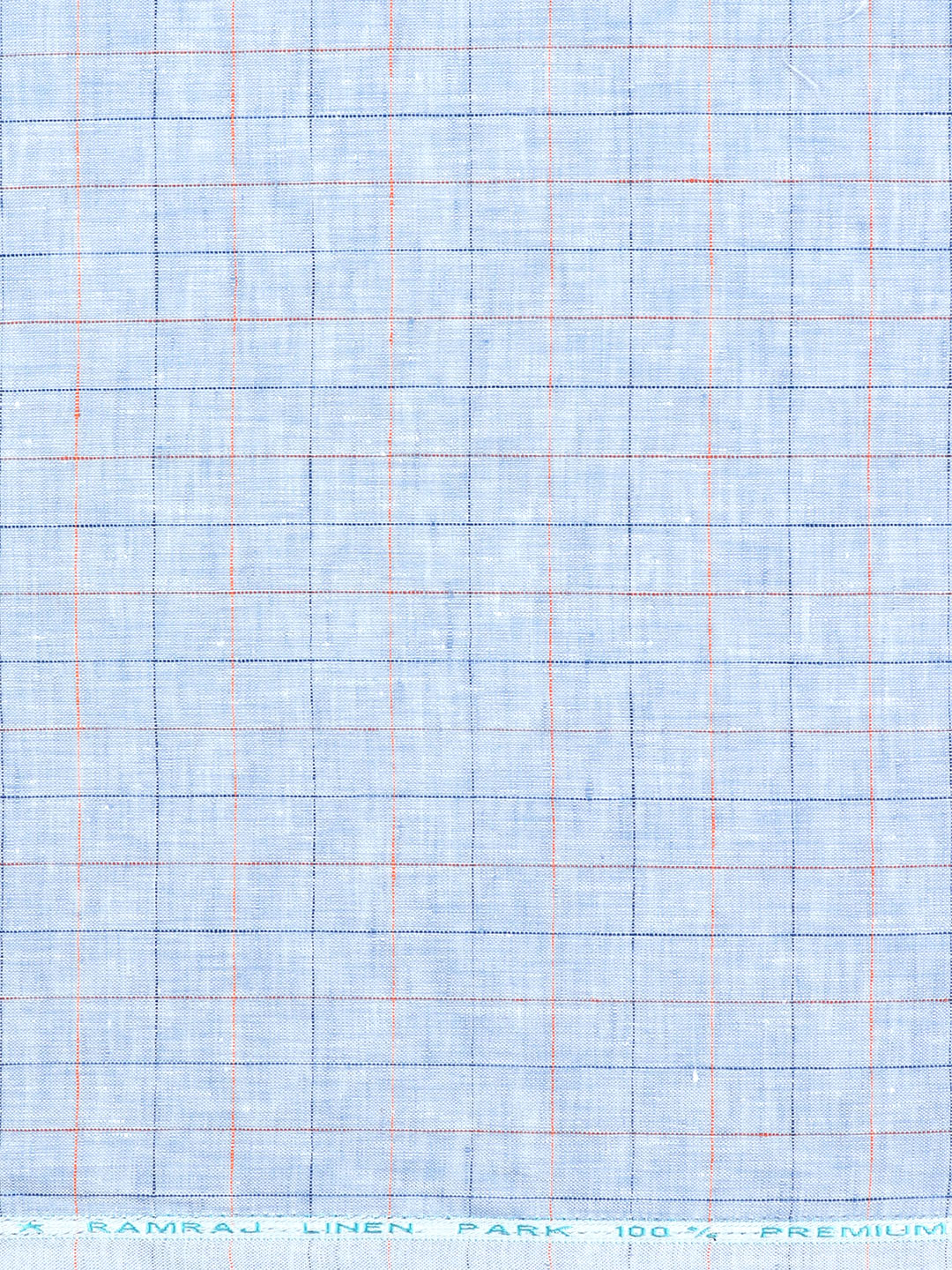 Men 100% Premium Linen Checked Blue Shirt Fabric Texena