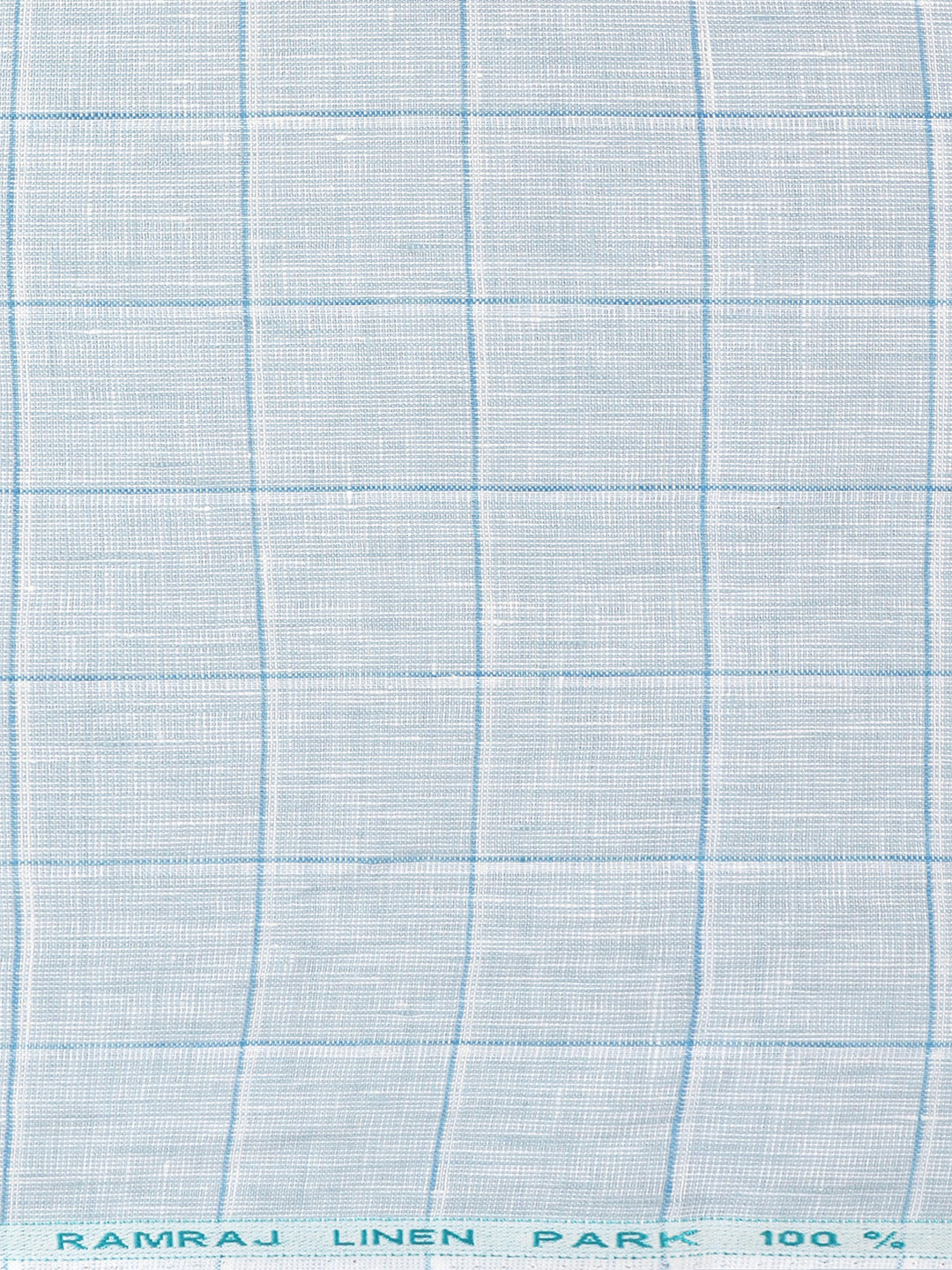 Men 100% Premium Linen Checked Blue Shirt Fabric Texena