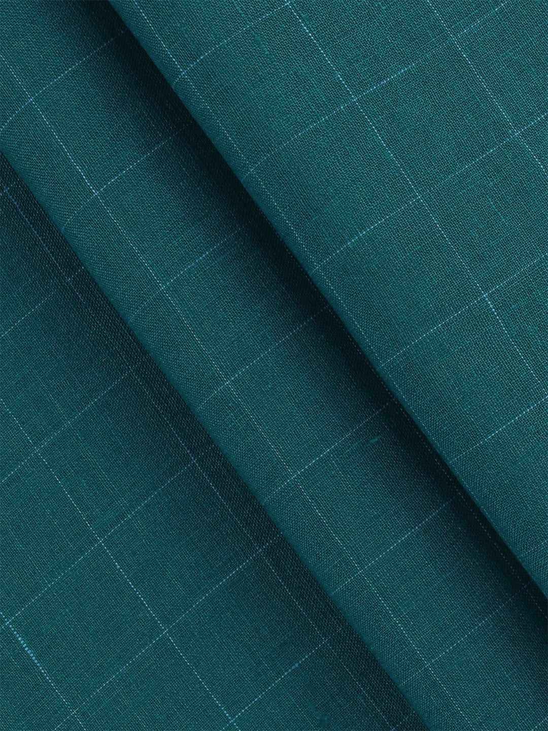 Men 100% Premium Linen Checked Green Shirt Fabric Carlena