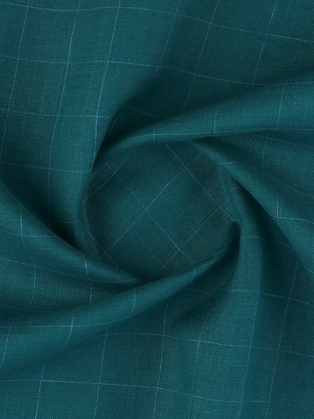 Men 100% Premium Linen Checked Green Shirt Fabric Carlena