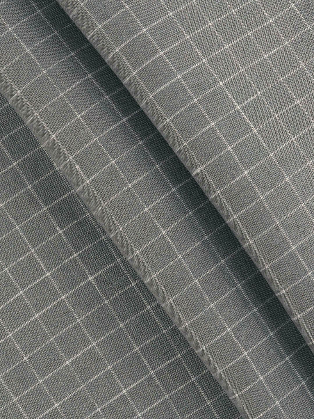 Men 100% Premium Linen Checked Grey Shirt Fabric Carlena