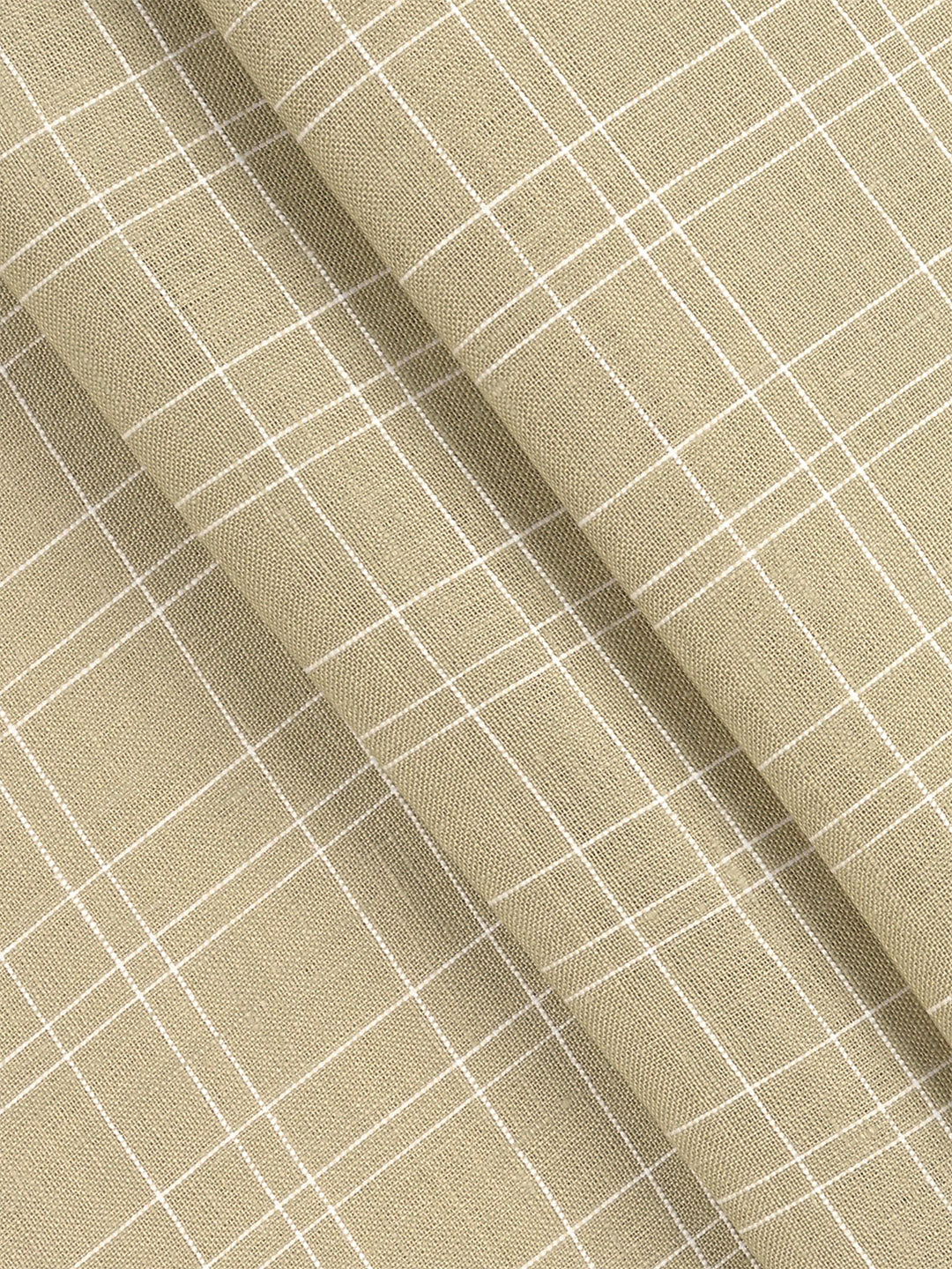 Men 100% Premium Linen Checked Green Shirt Fabric Carlena