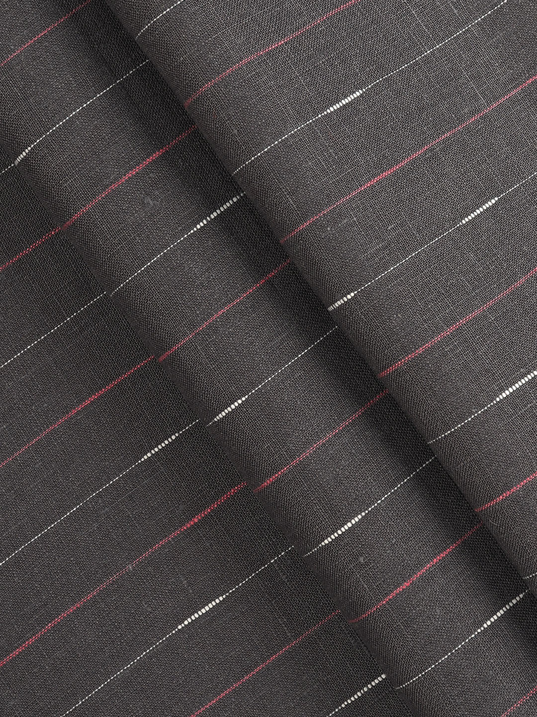 100% European Linen Grey Striped Shirt Fabric Park Carlena
