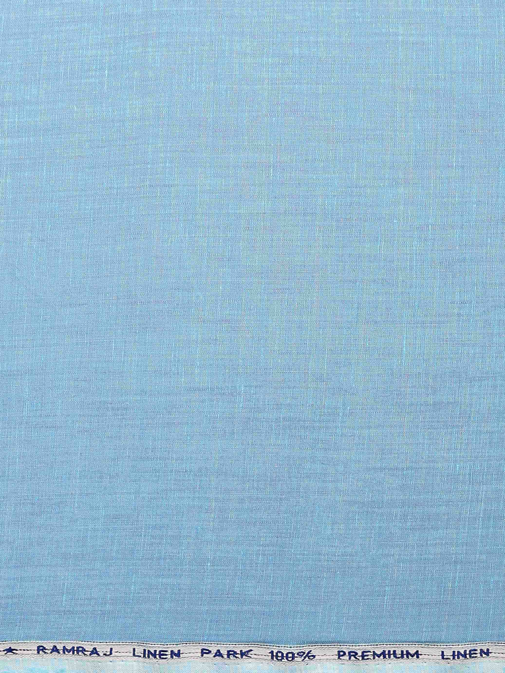 Pure Linen Colour Plain Shirt Fabric Blue Irish 8080-Zoom view