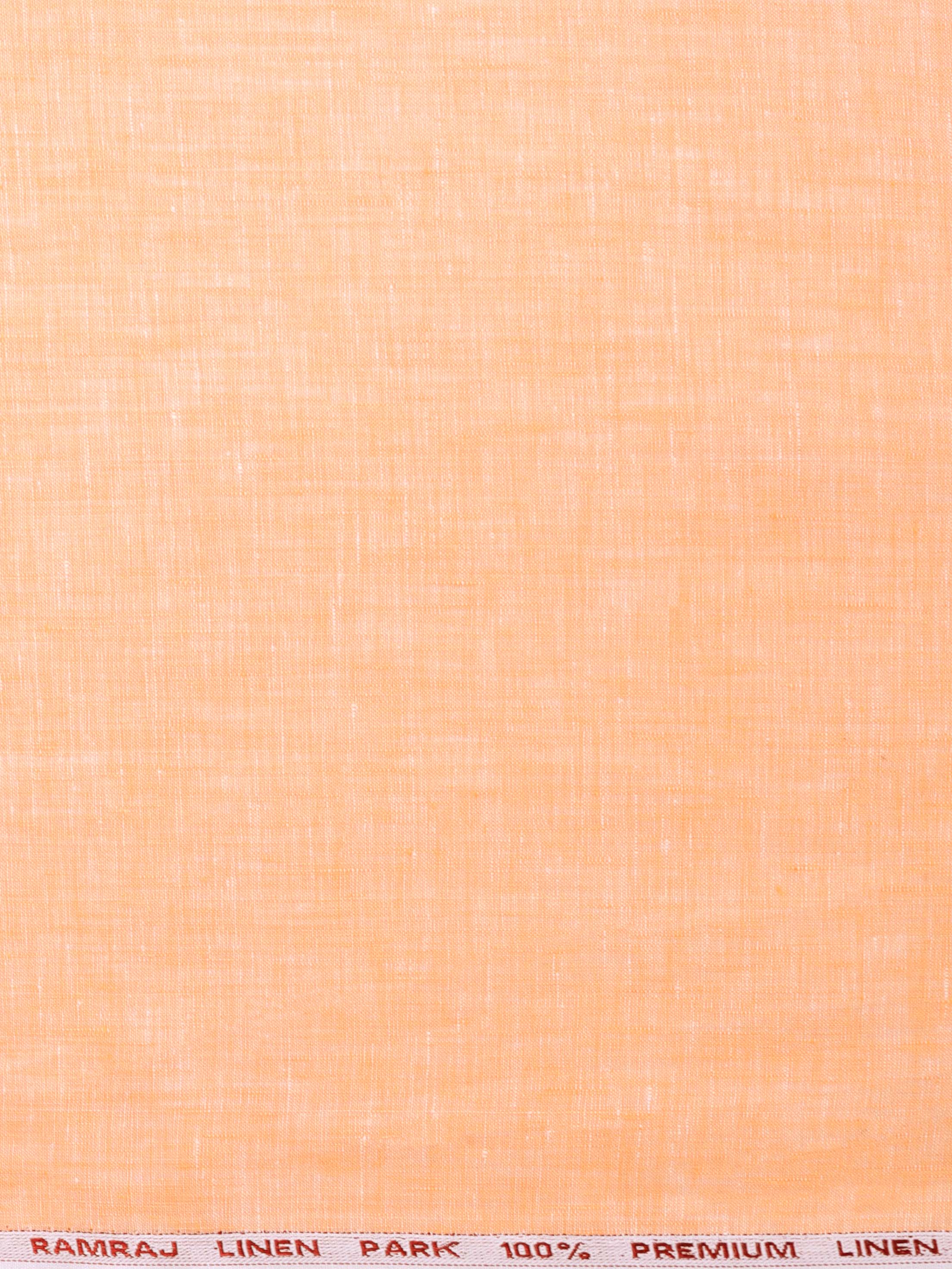 Pure Linen Colour Plain Shirt Fabric Light Orange Irish 8080-Zoom view