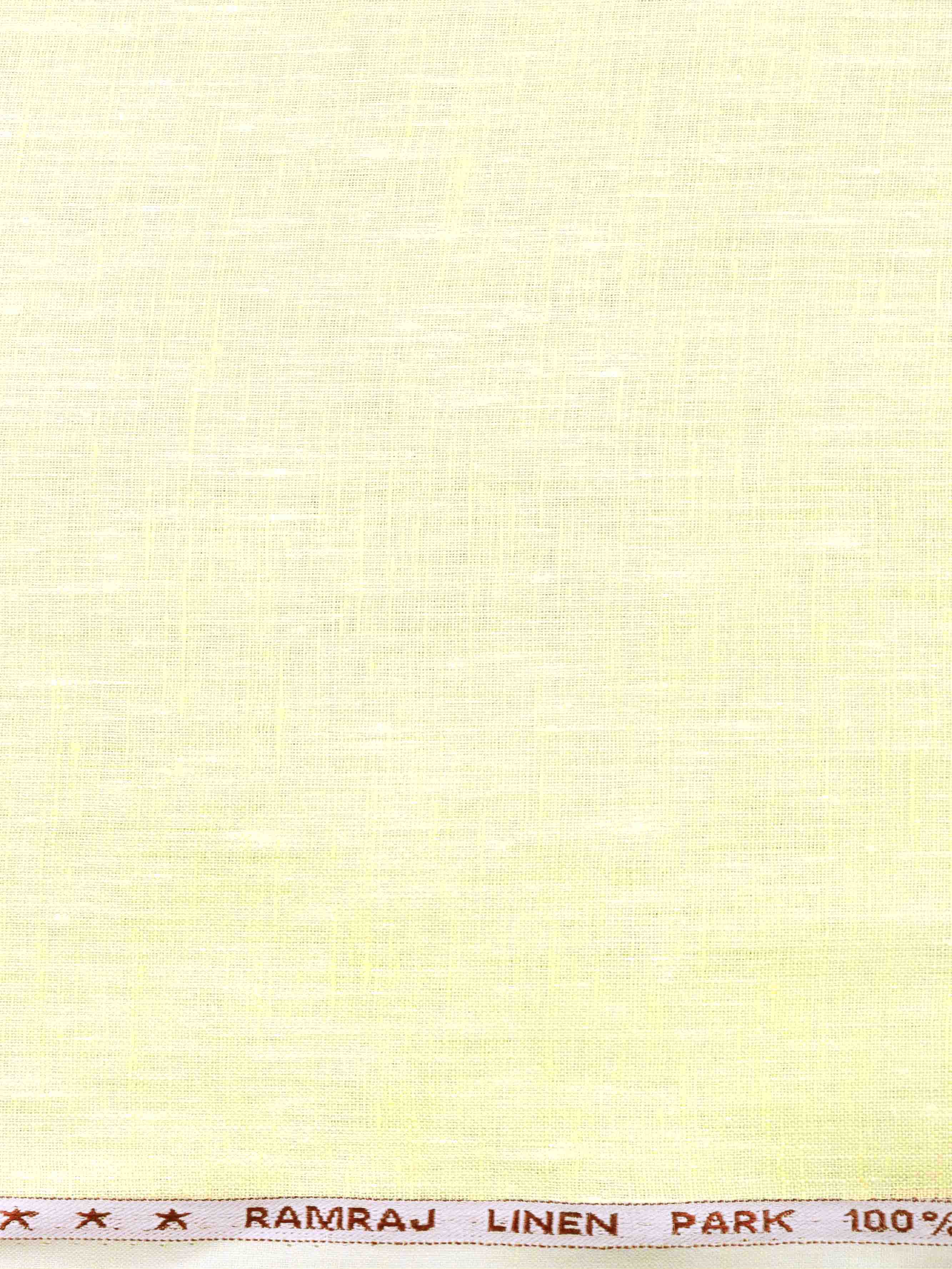 Pure Linen Colour Plain Shirt Fabric Light Yellow Irish 8080-Zoom view