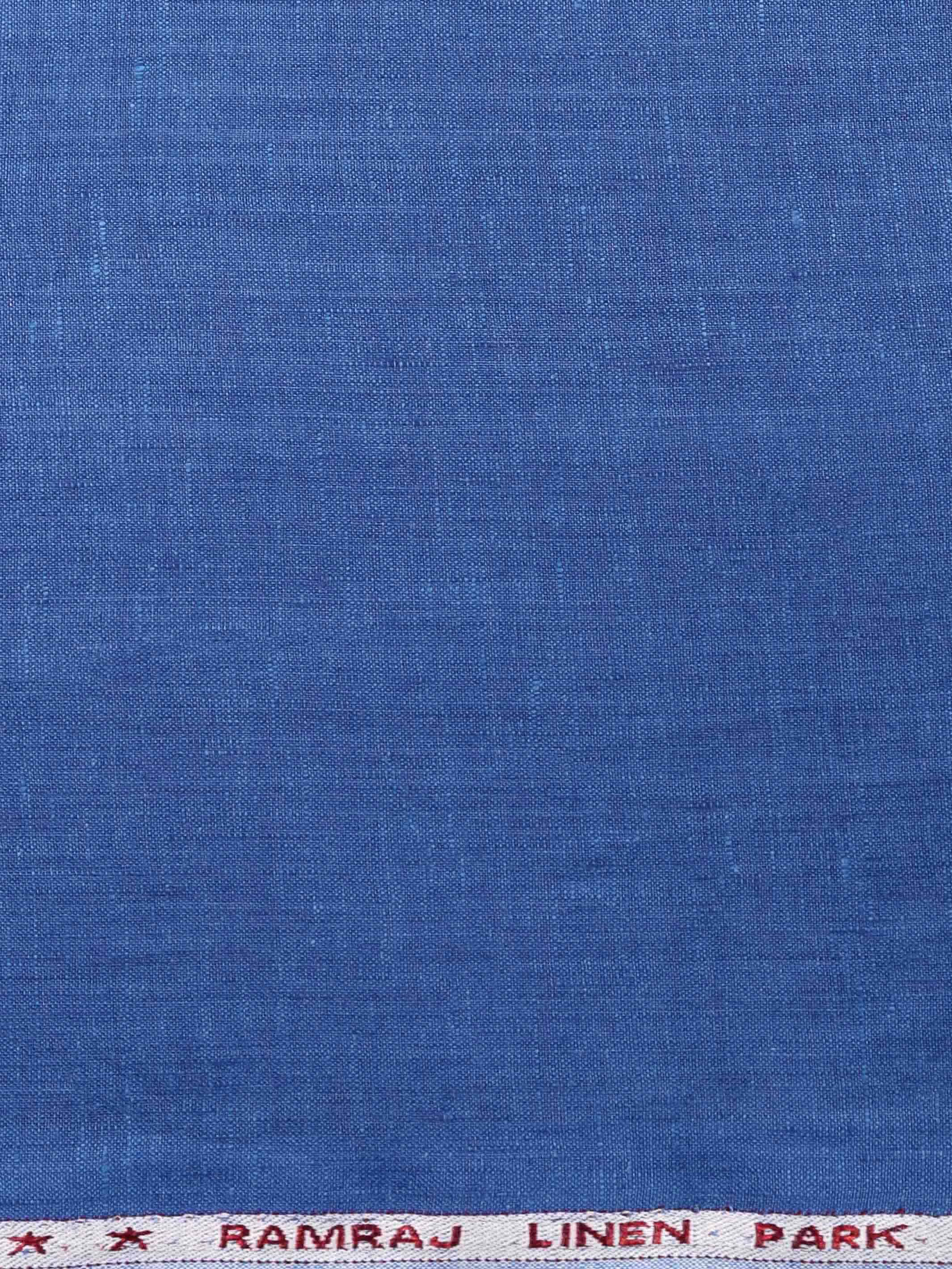 Pure Linen Colour Plain Shirt Fabric Blue Irish 8080-Zoom view