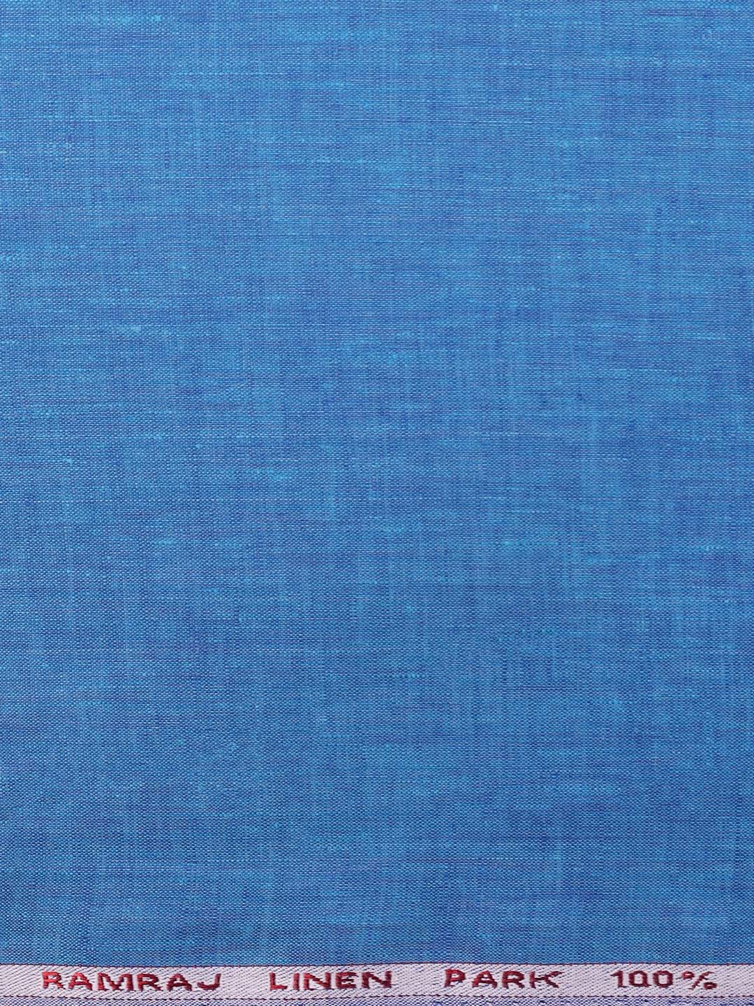 Pure Linen Colour Plain Shirt Fabric Blue Irish 8080-Zoom view