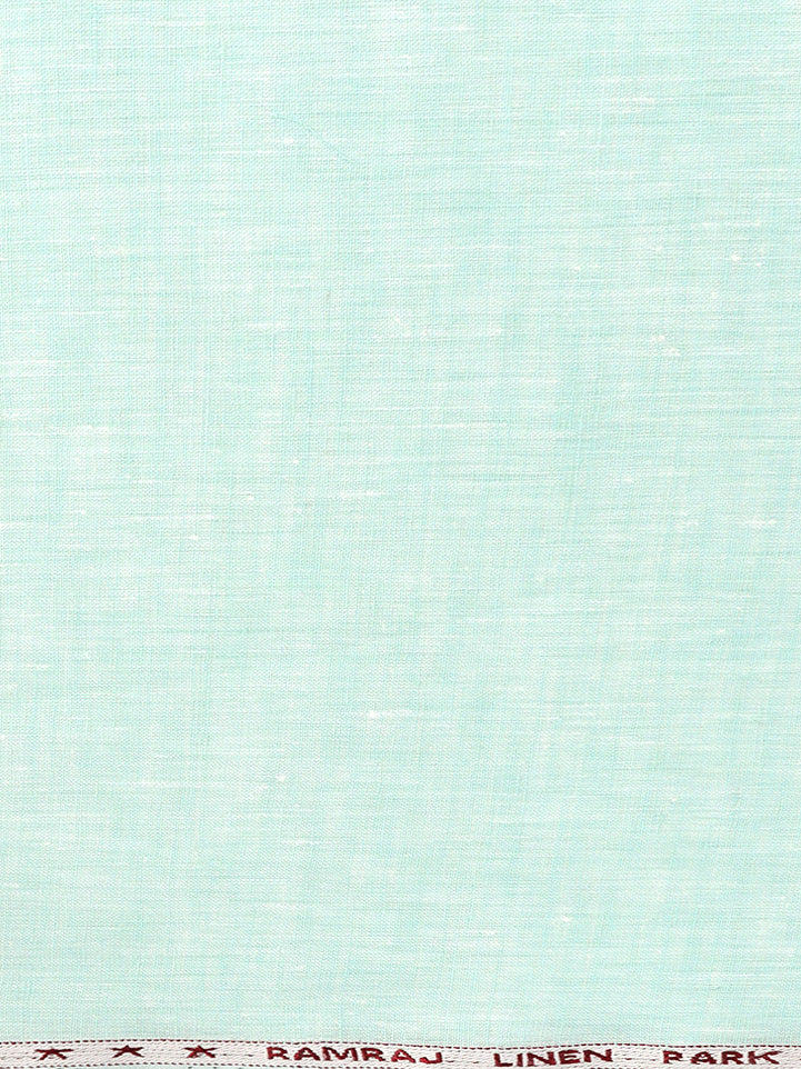 Pure Linen Colour Plain Shirt Fabric Sky Blue Irish 8080-Zoom view
