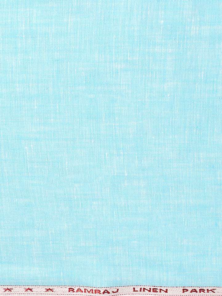 Pure Linen Colour Plain Shirt Fabric Sky Blue Irish 8080-Zoom view