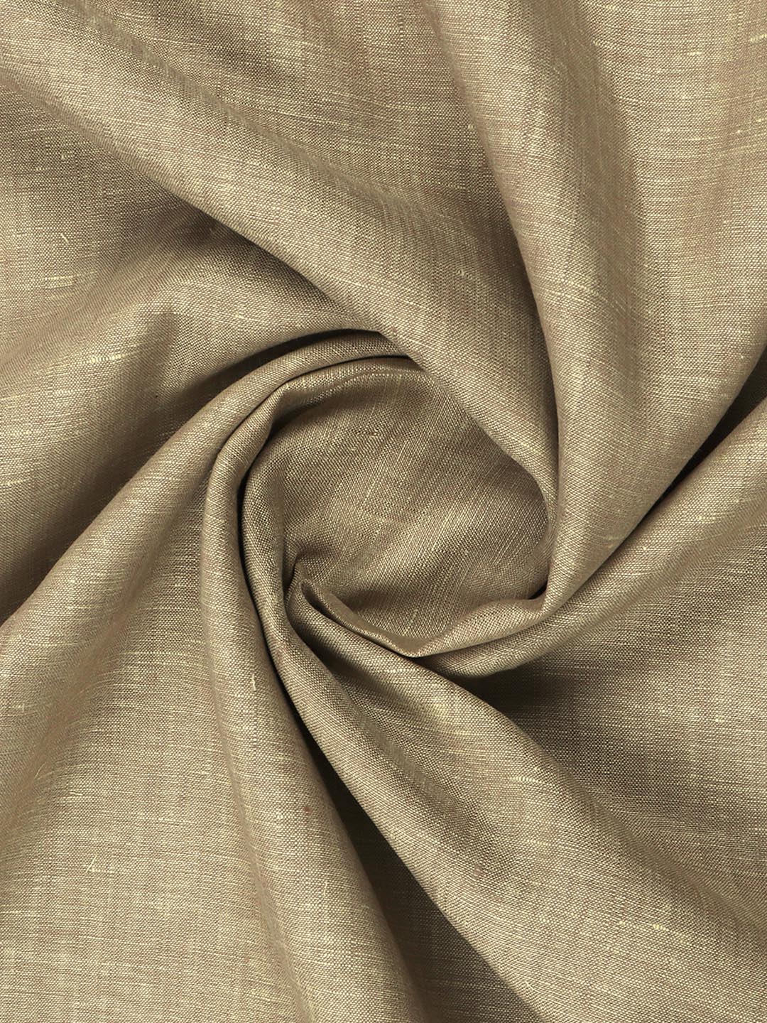 Pure Linen Colour Plain Shirt Fabric Brown Irish 8080