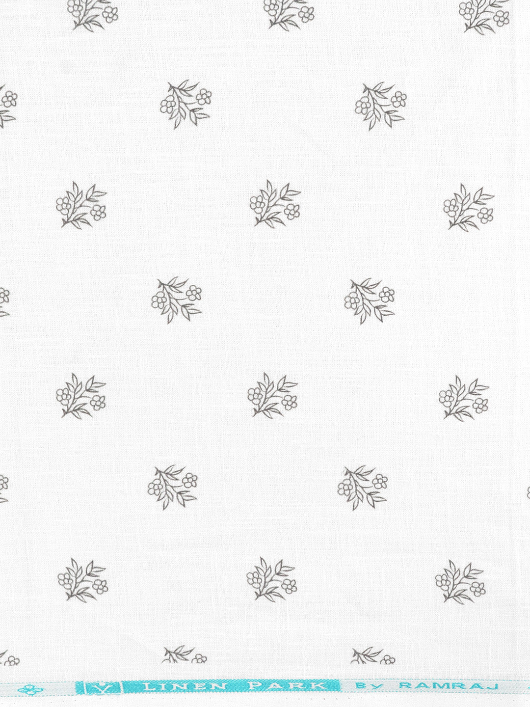 Men 100% Premium Linen White with Black Printed Shirt Fabric Fortuner