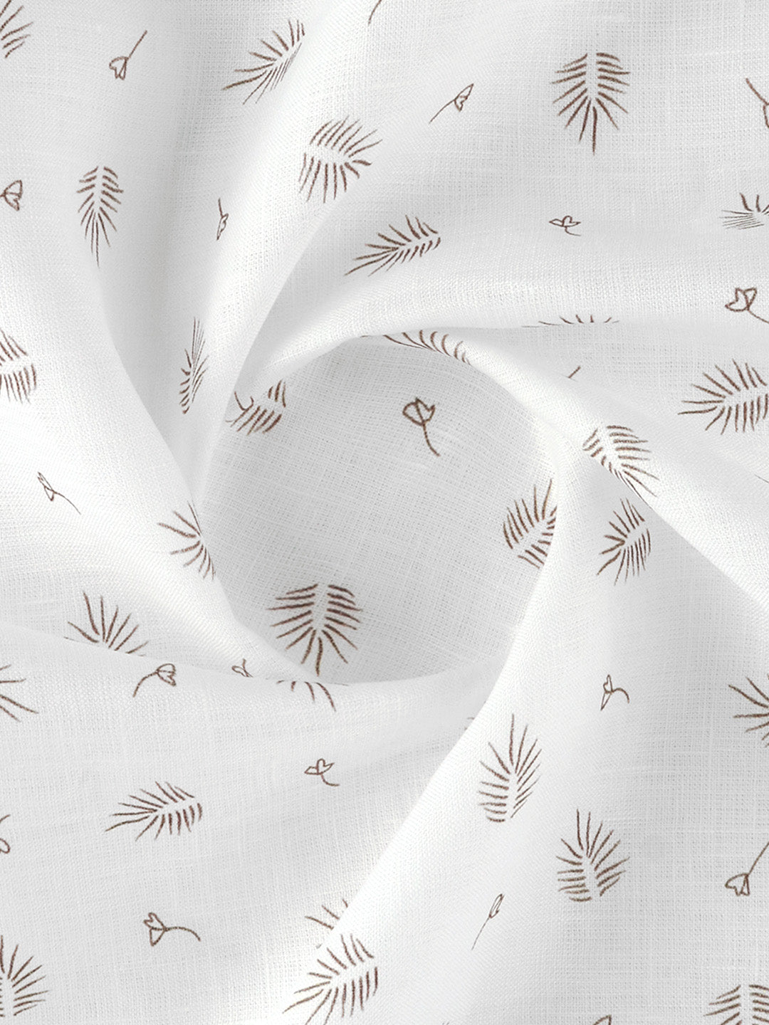 Men 100% Premium Linen White with Olive Green Printed Shirt Fabric Fortuner