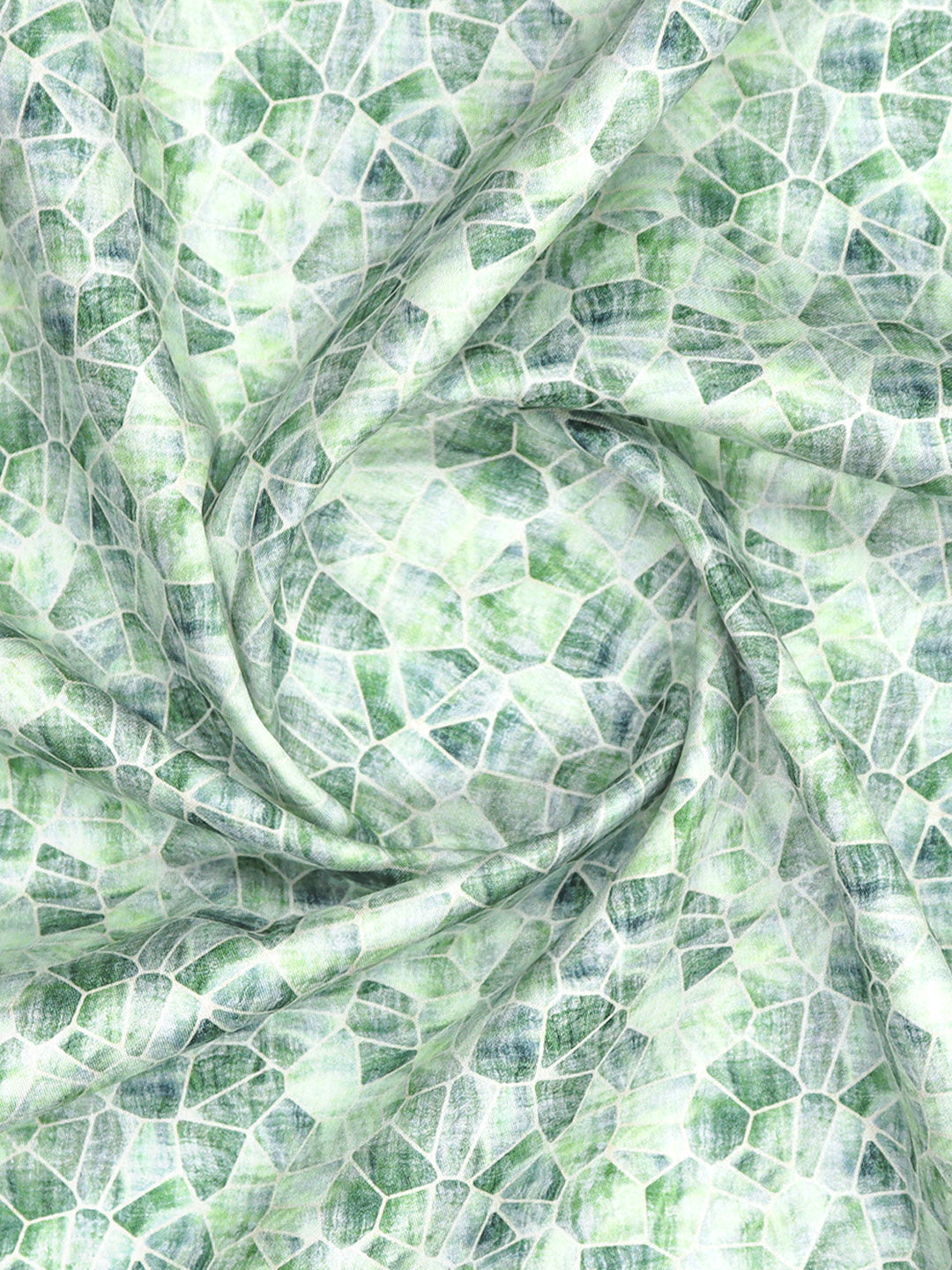 Men Cotton Blend Green Printed Shirt Fabric Savoy Print
