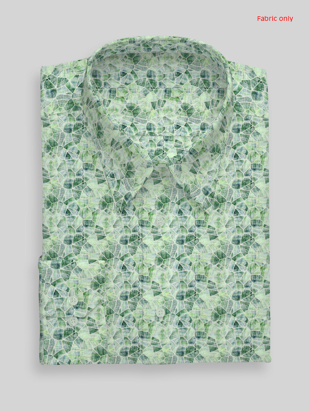 Men Cotton Blend Green Printed Shirt Fabric Savoy Print