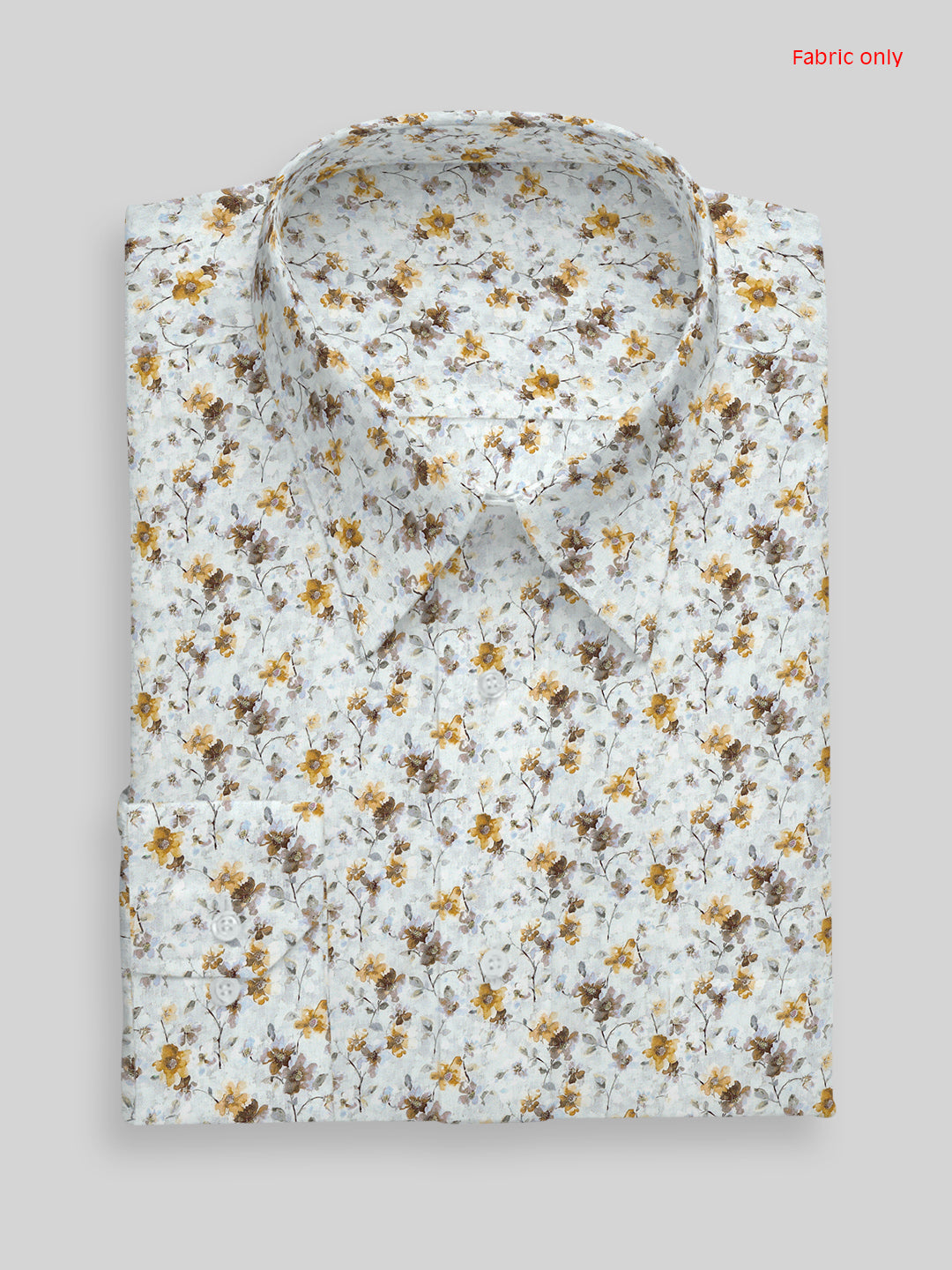 Men Cotton Blend Grey Flower Printed Shirt Fabric Savoy Print