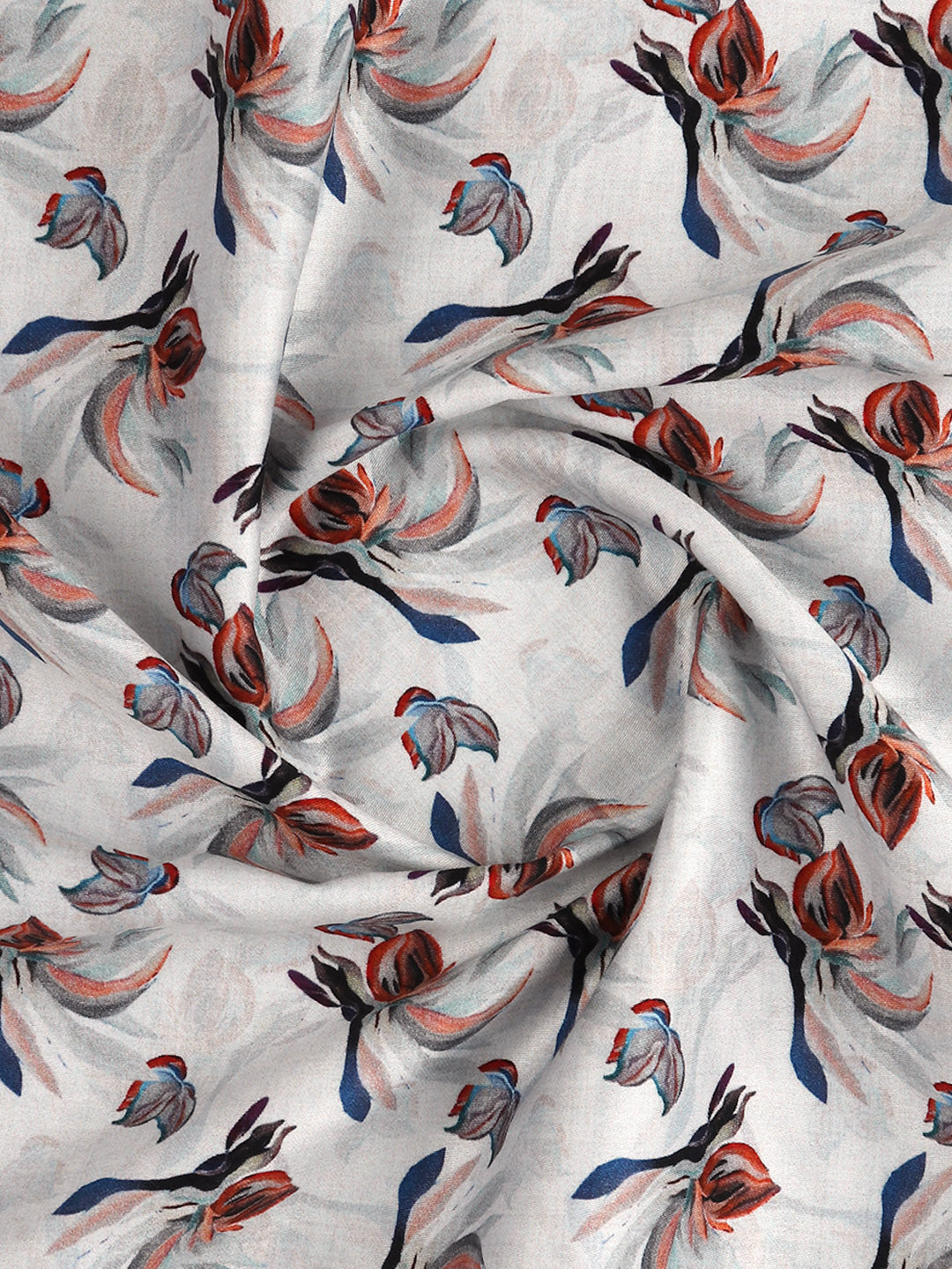 Men Cotton Blend Cream Printed Shirt Fabric Savoy Print