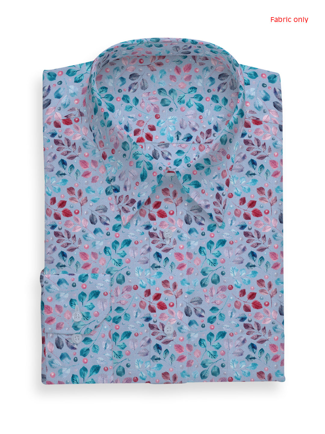 Men Cotton Blend Blue Leaf Printed Shirt Fabric Savoy Print