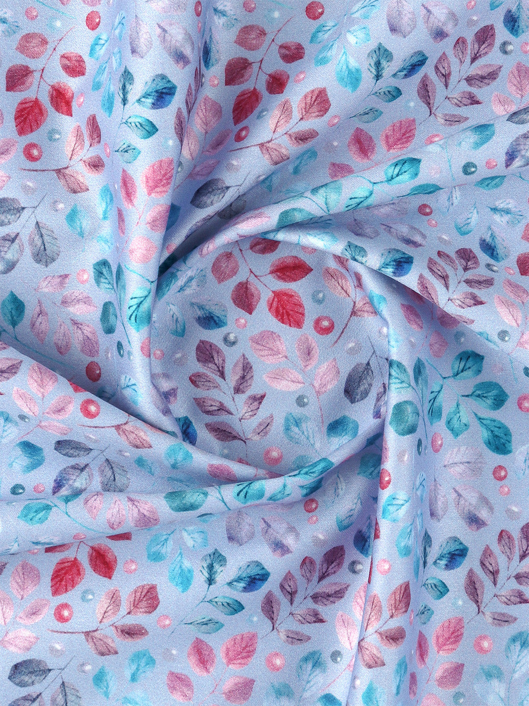 Men Cotton Blend Blue Leaf Printed Shirt Fabric Savoy Print