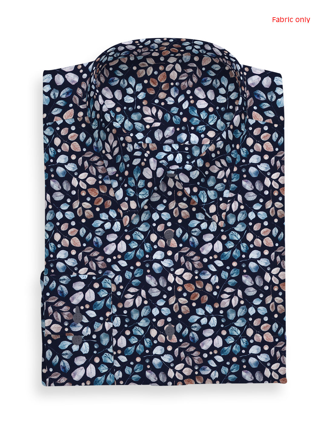 Men Cotton Blend Navy Leaf Printed Shirt Fabric Savoy Print
