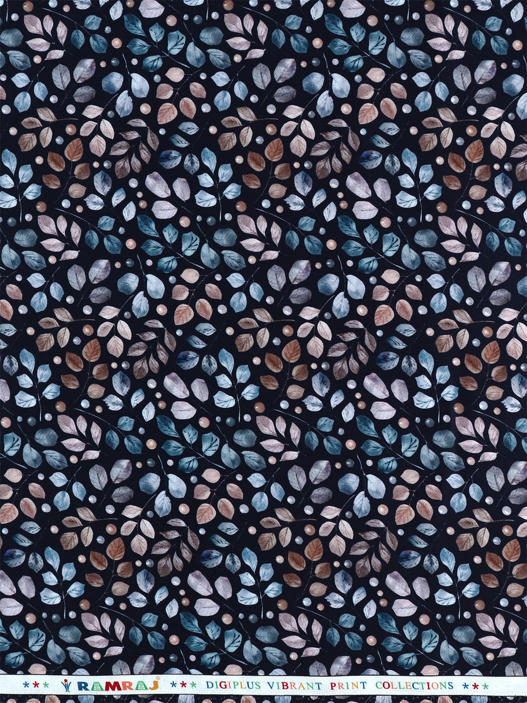 Men Cotton Blend Navy Leaf Printed Shirt Fabric Savoy Print