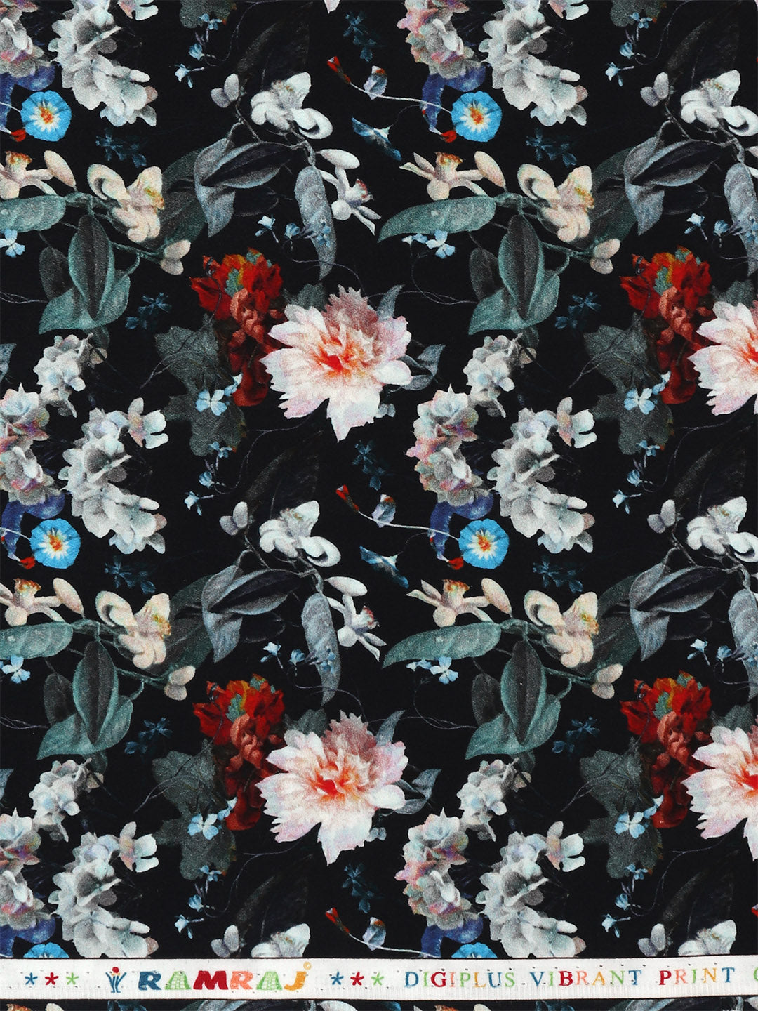 Men Cotton Blend Dark Blue Printed Shirt Fabric Savoy Print