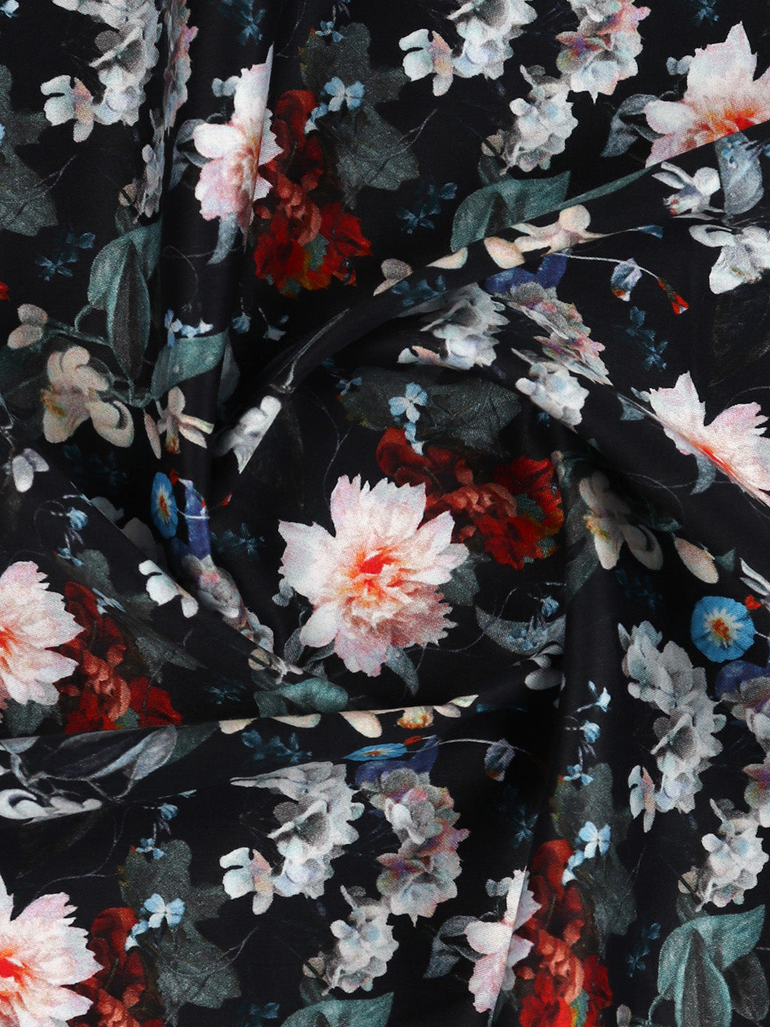 Men Cotton Blend Dark Blue Printed Shirt Fabric Savoy Print