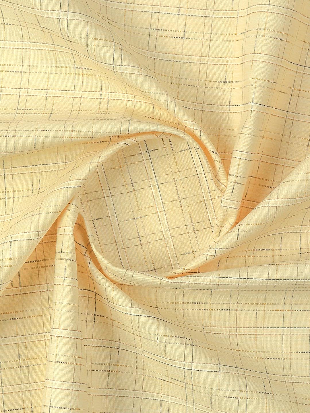 Cotton Rich Checked Shirt Fabric Yellow Galaxy Art
