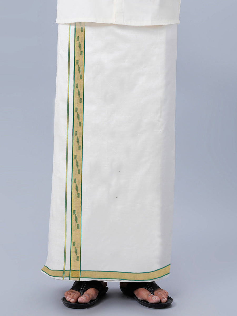 Men Premium Handloom Double Dhoti with Fancy Jari Border 110041