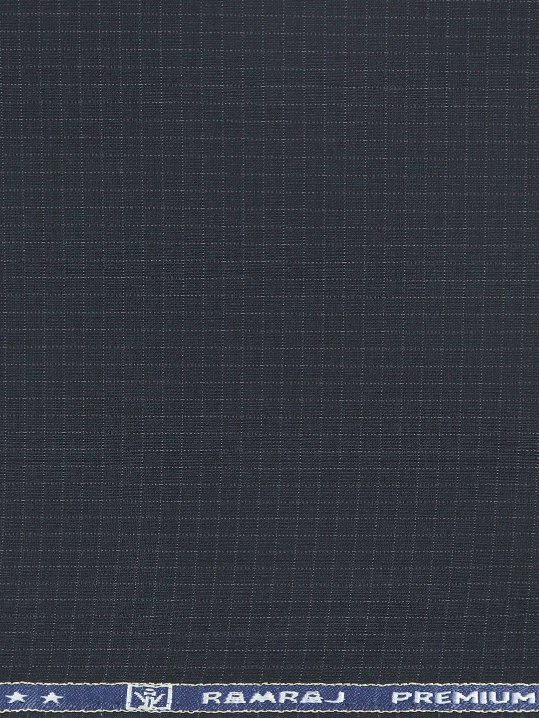 Poly Viscose Stretch Navy Blue Checked Suiting Fabric Enable