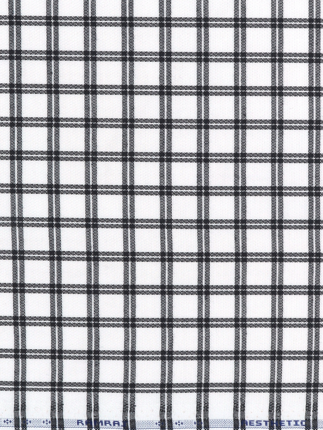 Cotton Rich Checked White with Black Shirt Fabric High Style