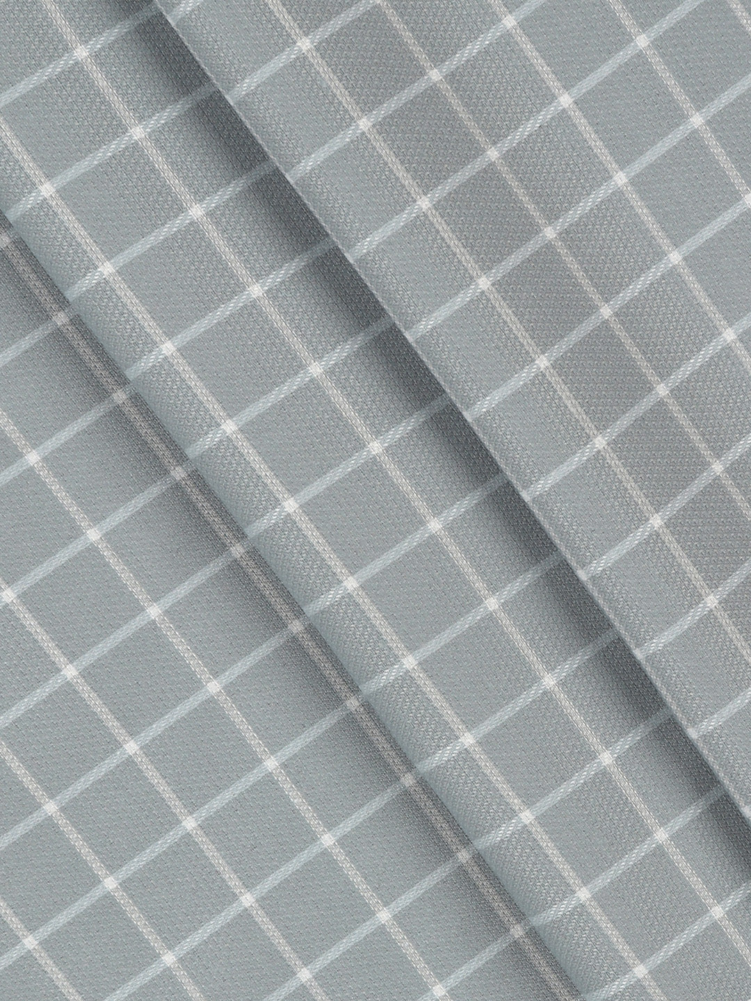 Cotton Rich Checked Greyish Blue Shirt Fabric High Style