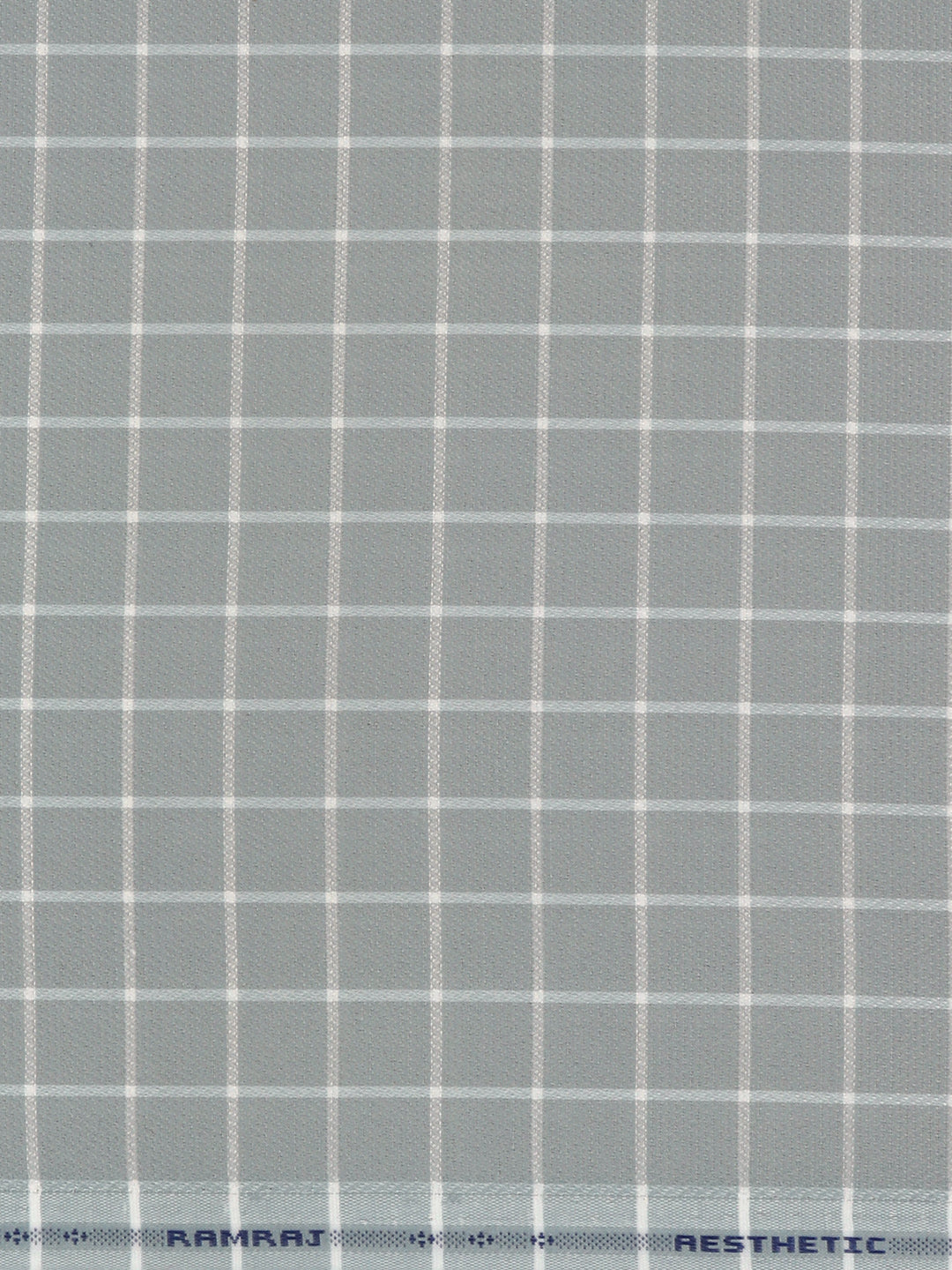 Cotton Rich Checked Greyish Blue Shirt Fabric High Style