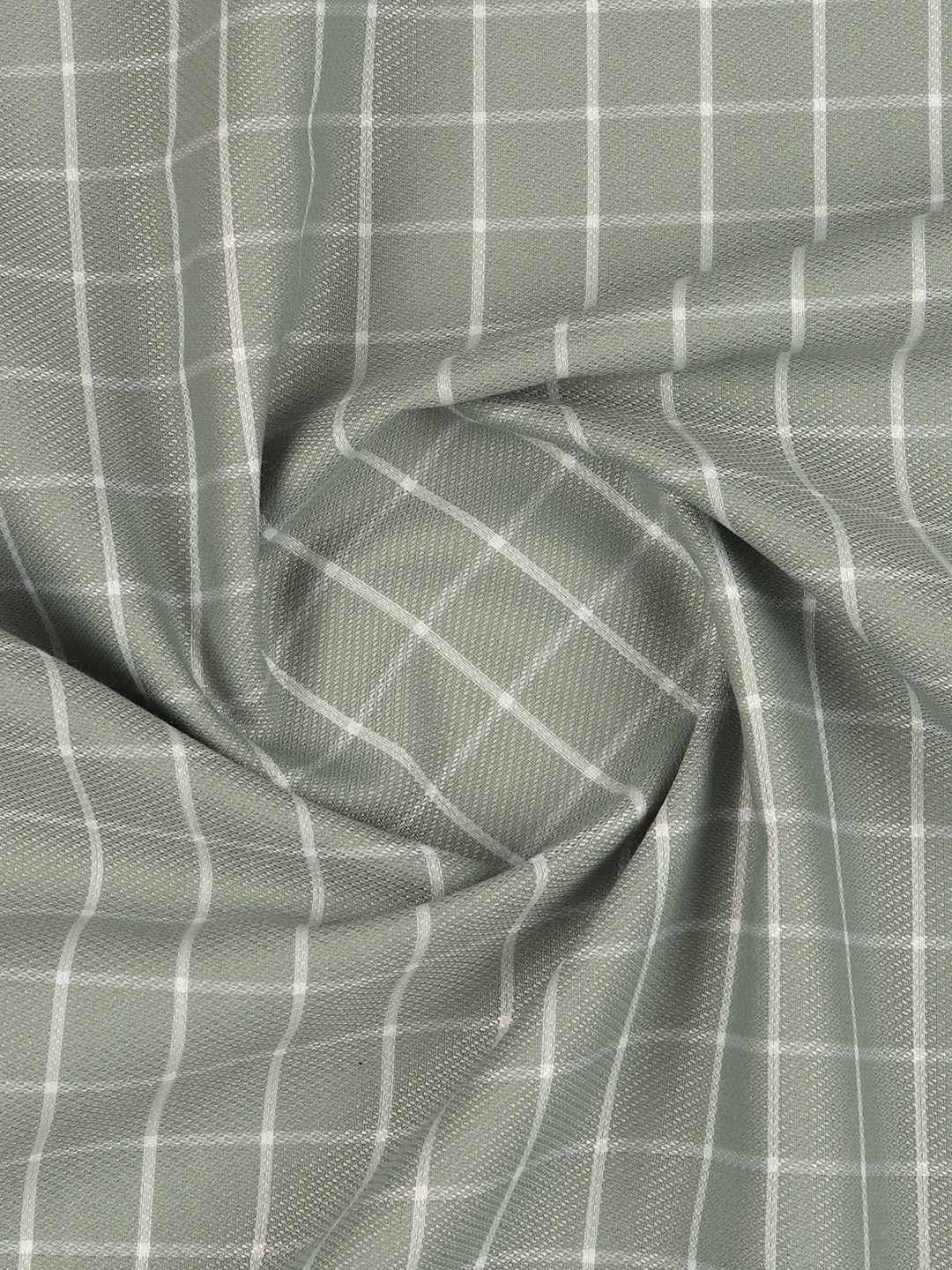 Men Cotton Rich Checked Shirt Fabric Moss Green High Style