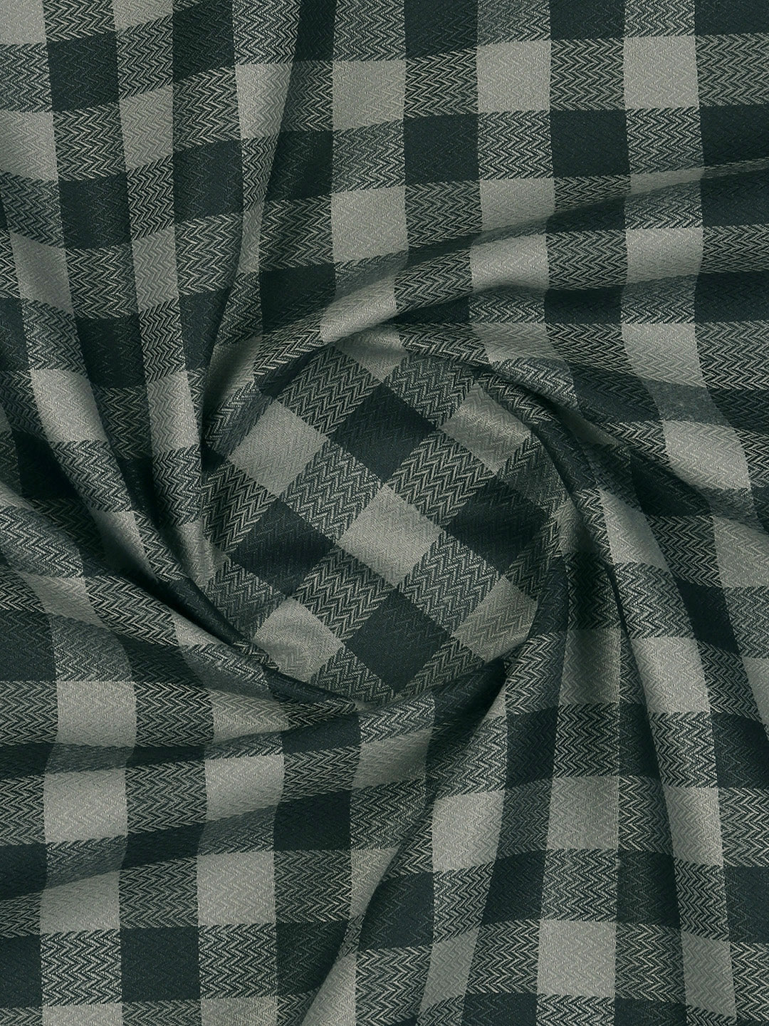 Men Cotton Rich Checked Shirt Fabric Green High Style