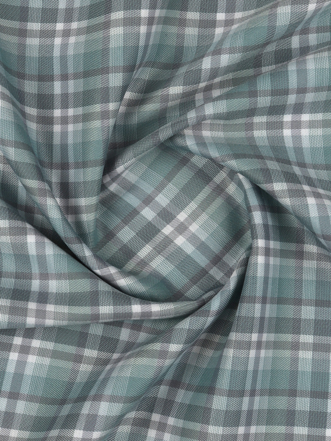 Men Cotton Rich Checked Green Shirt Fabric High Style