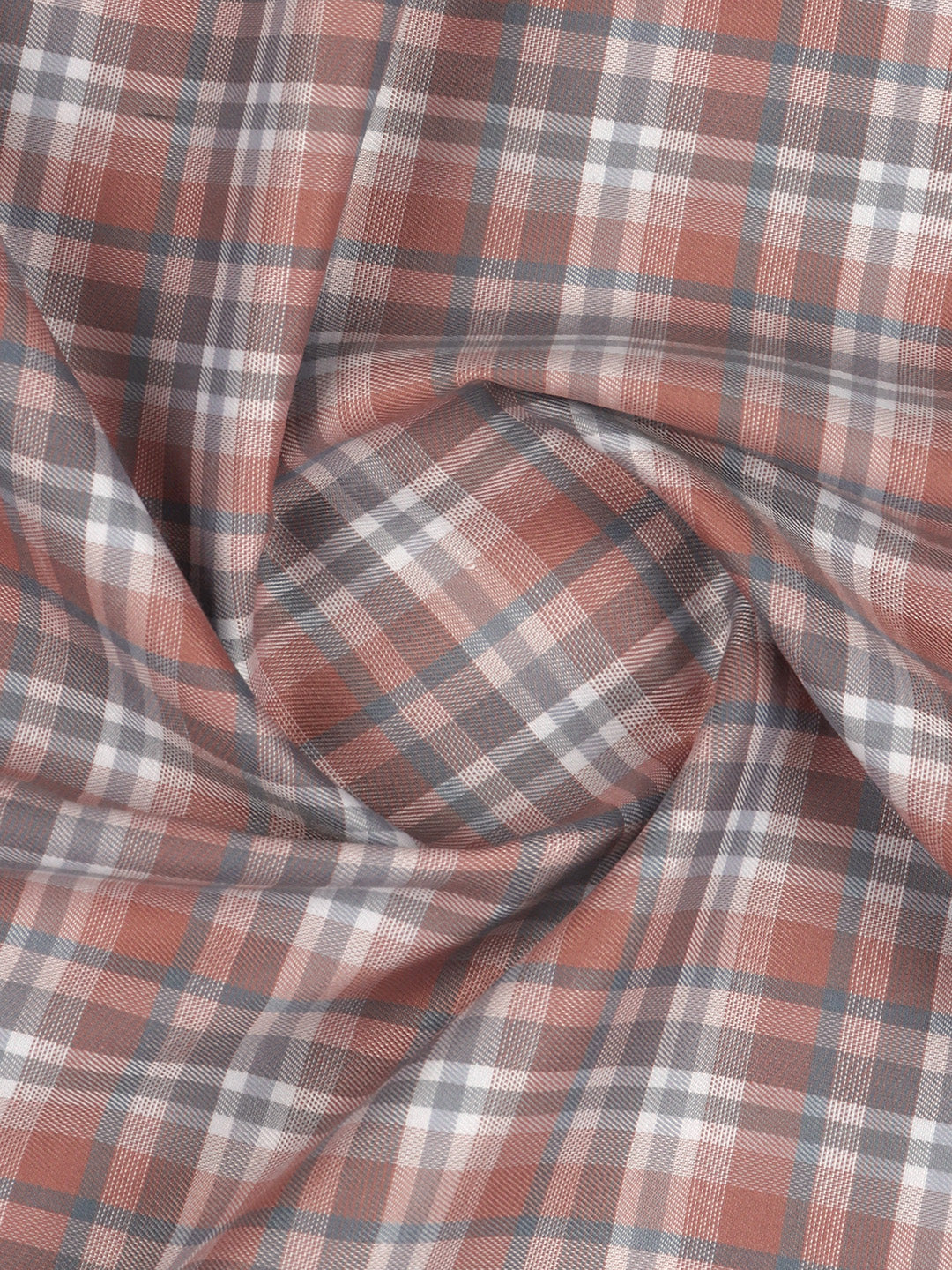 Men Cotton Rich Checked Brown Shirt Fabric High Style