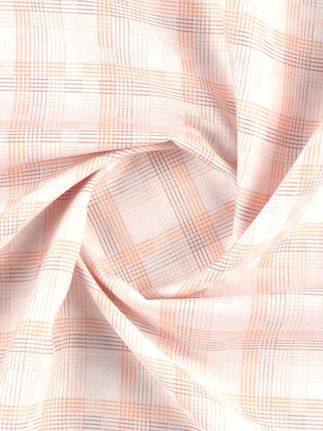 Men Cotton Rich Orange Checked Shirt Fabric High Style
