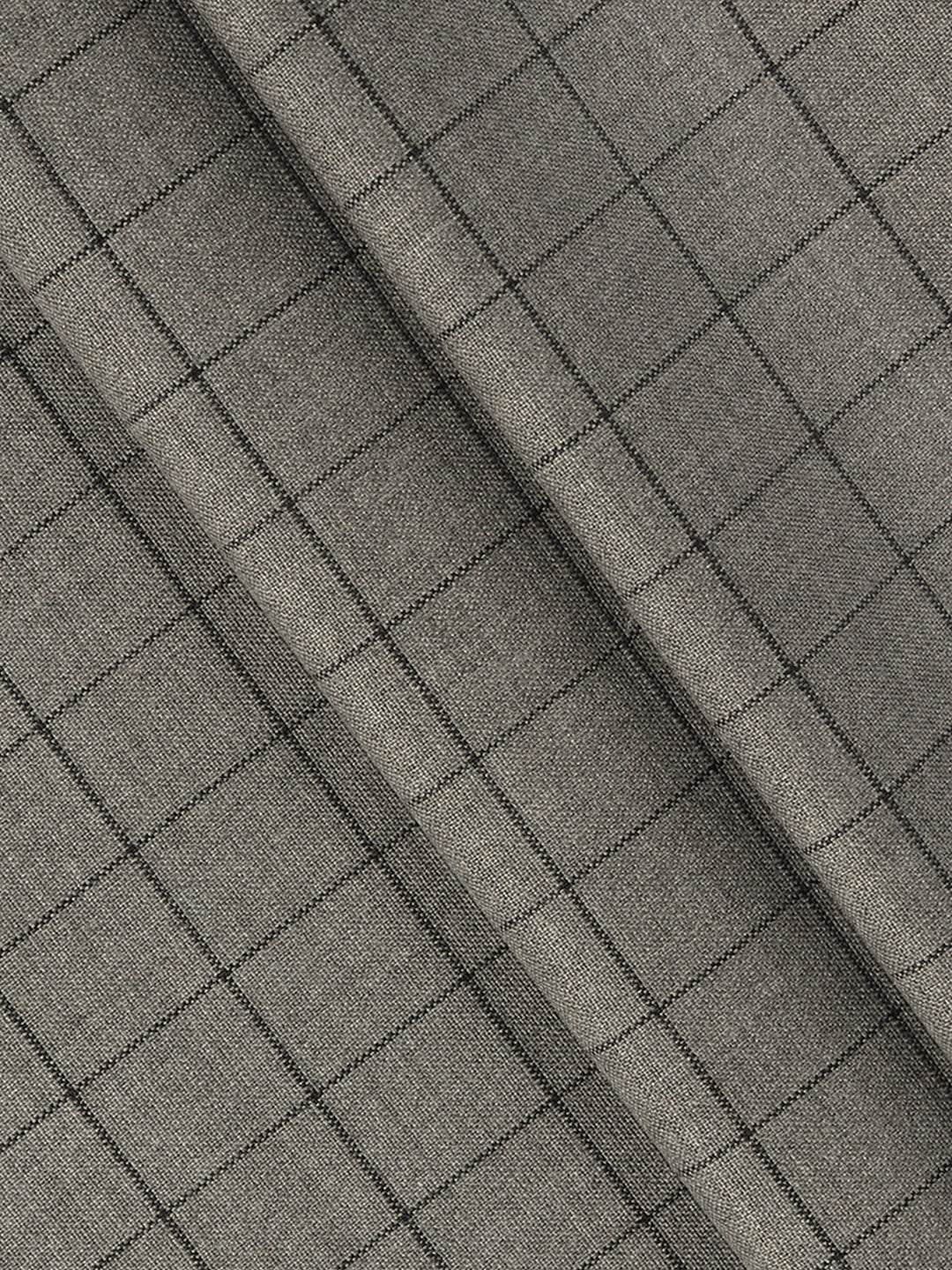 Poly Viscose Blend Checked Stretch Suiting Fabric Grey Enable