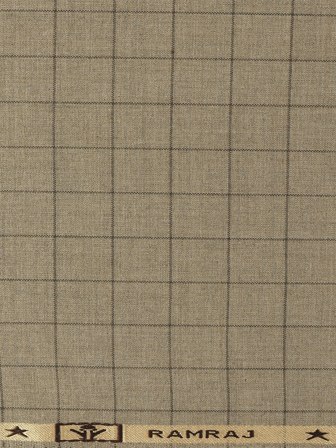 Poly Viscose Blend Checked Stretch Suiting Fabric Khaki Enable