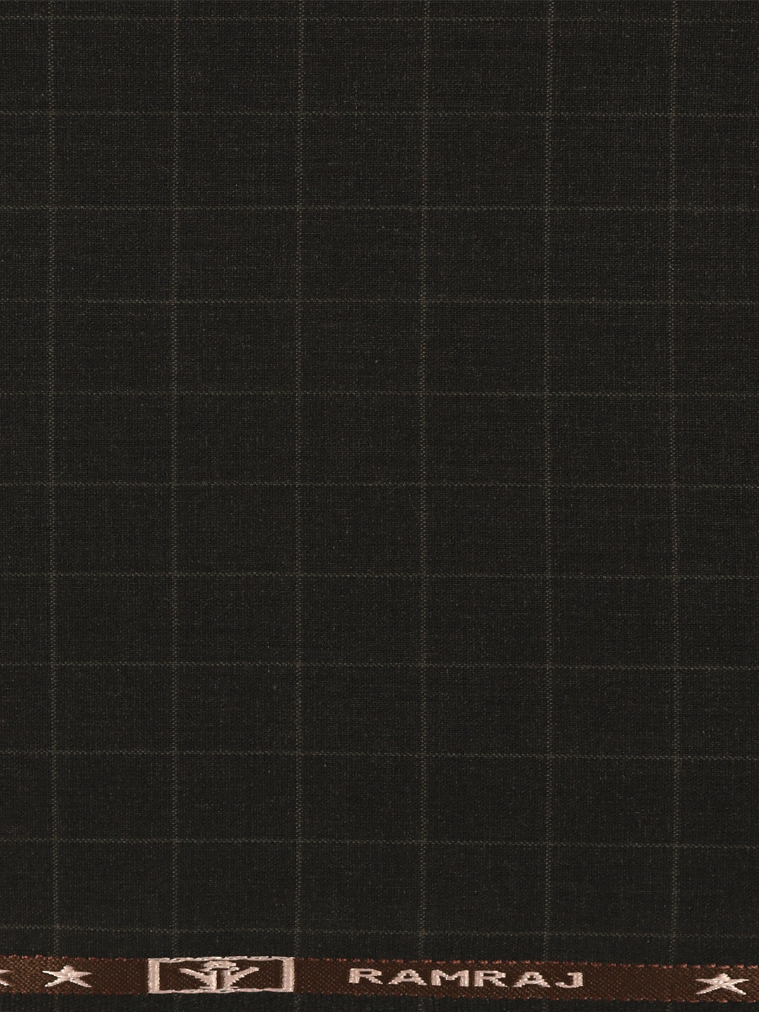 Poly Viscose Blend Checked Stretch Suiting Fabric Brown Enable