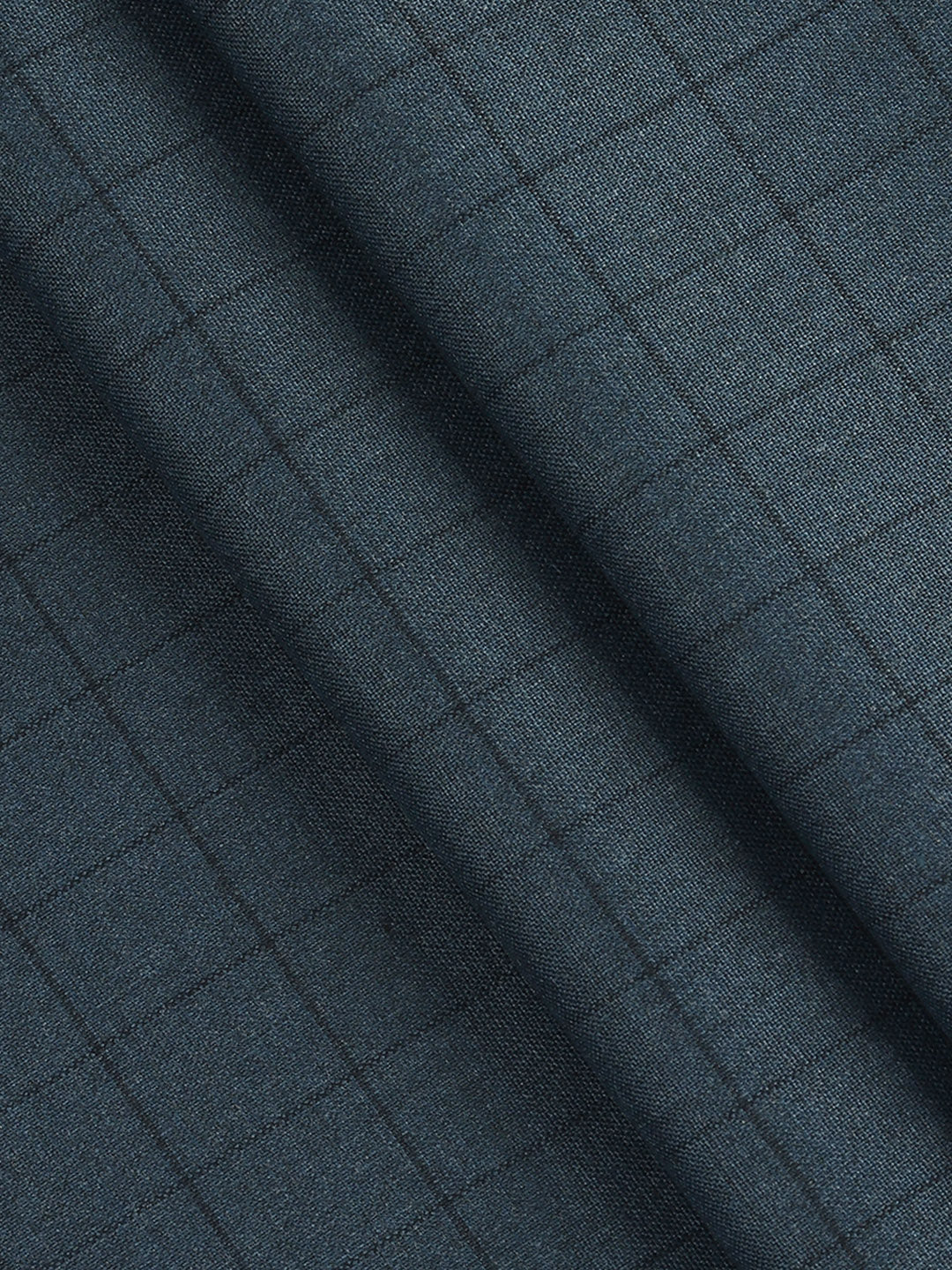 Poly Viscose Blend Checked Stretch Suiting Fabric Blue Enable